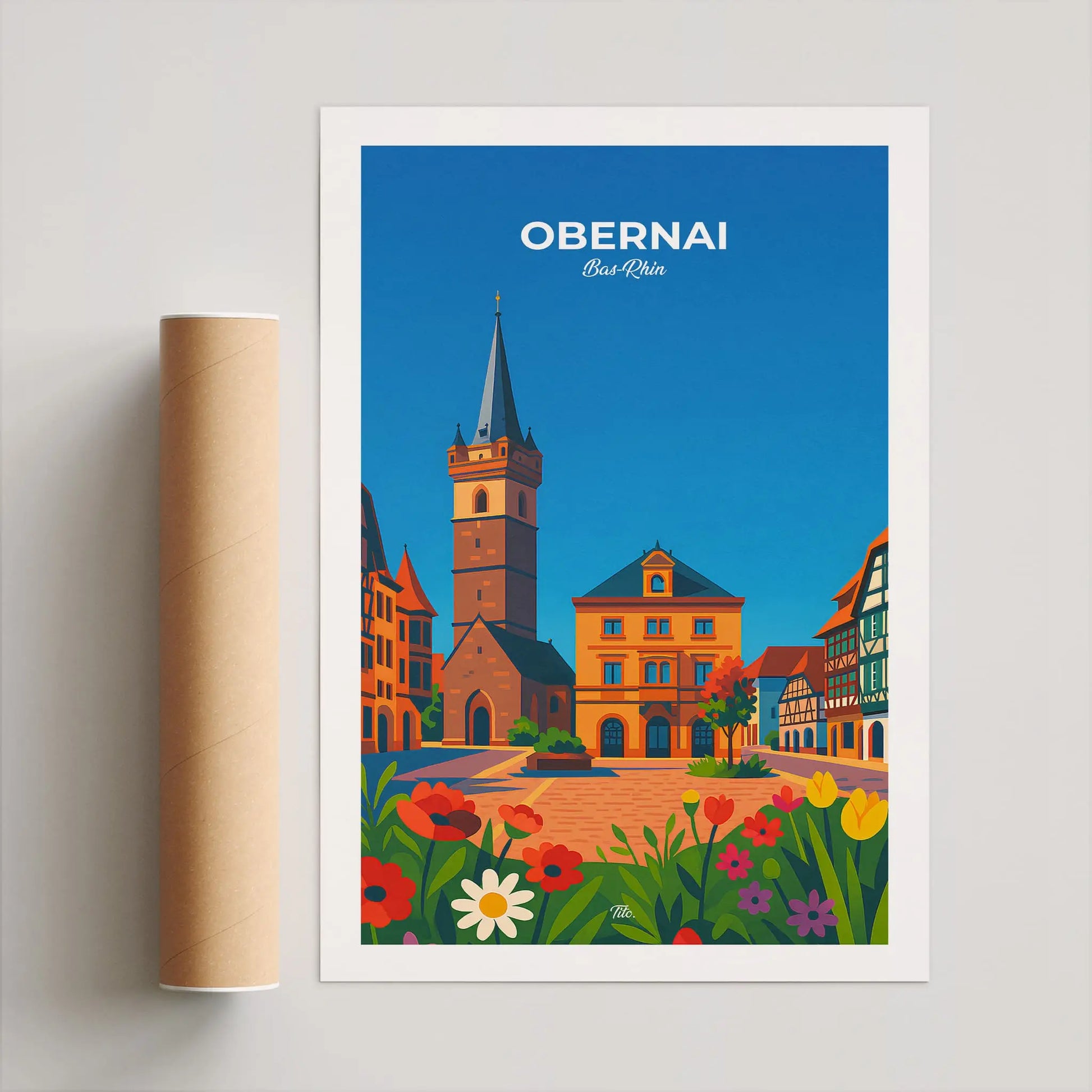 Affiche Obernai - Poster vintage, impression artistique murale