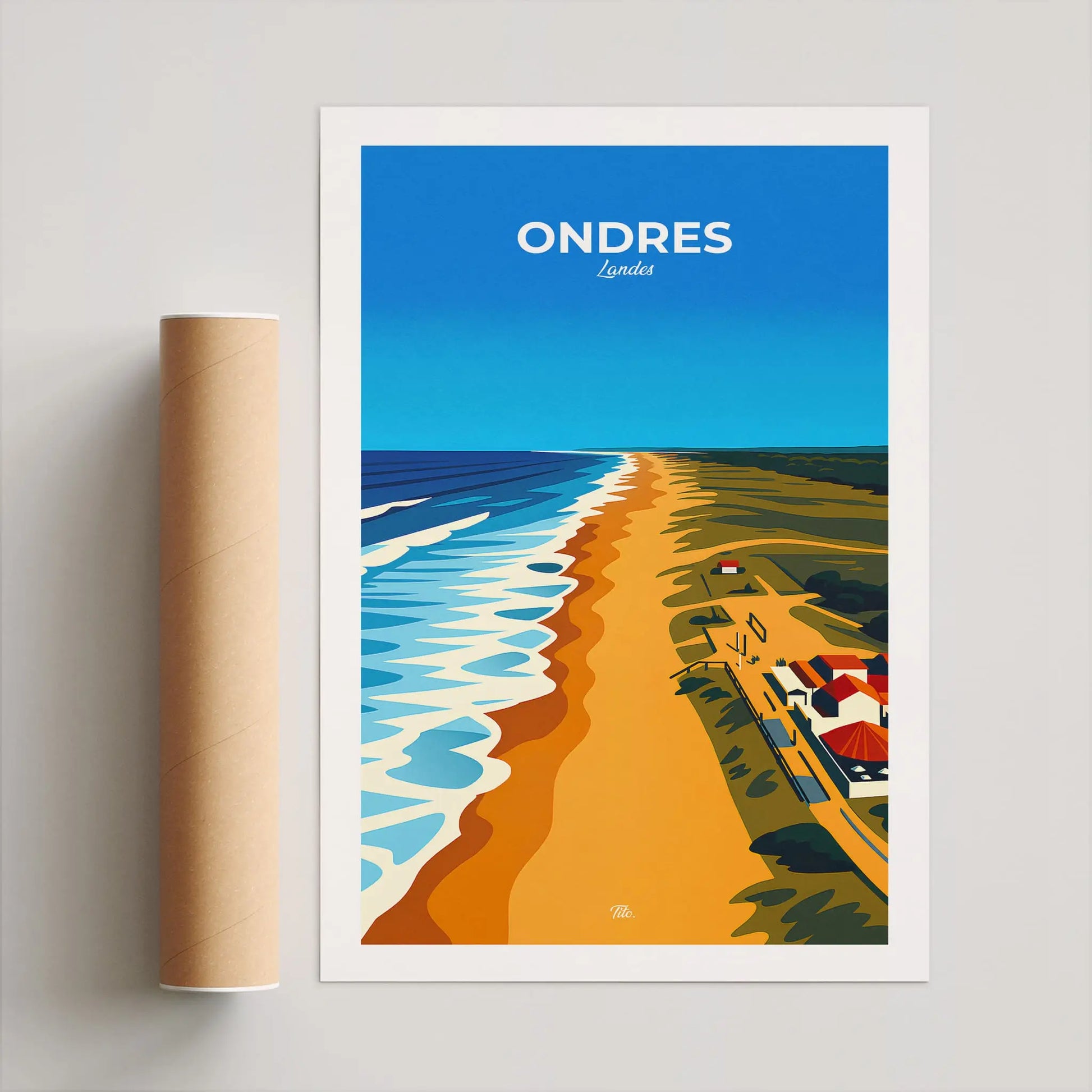 Affiche Ondres - Poster vintage, impression artistique murale