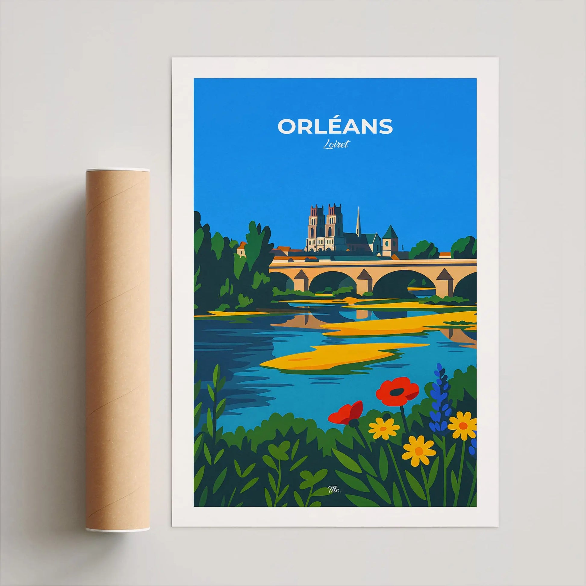 Affiche Orléans - Poster vintage, impression artistique murale