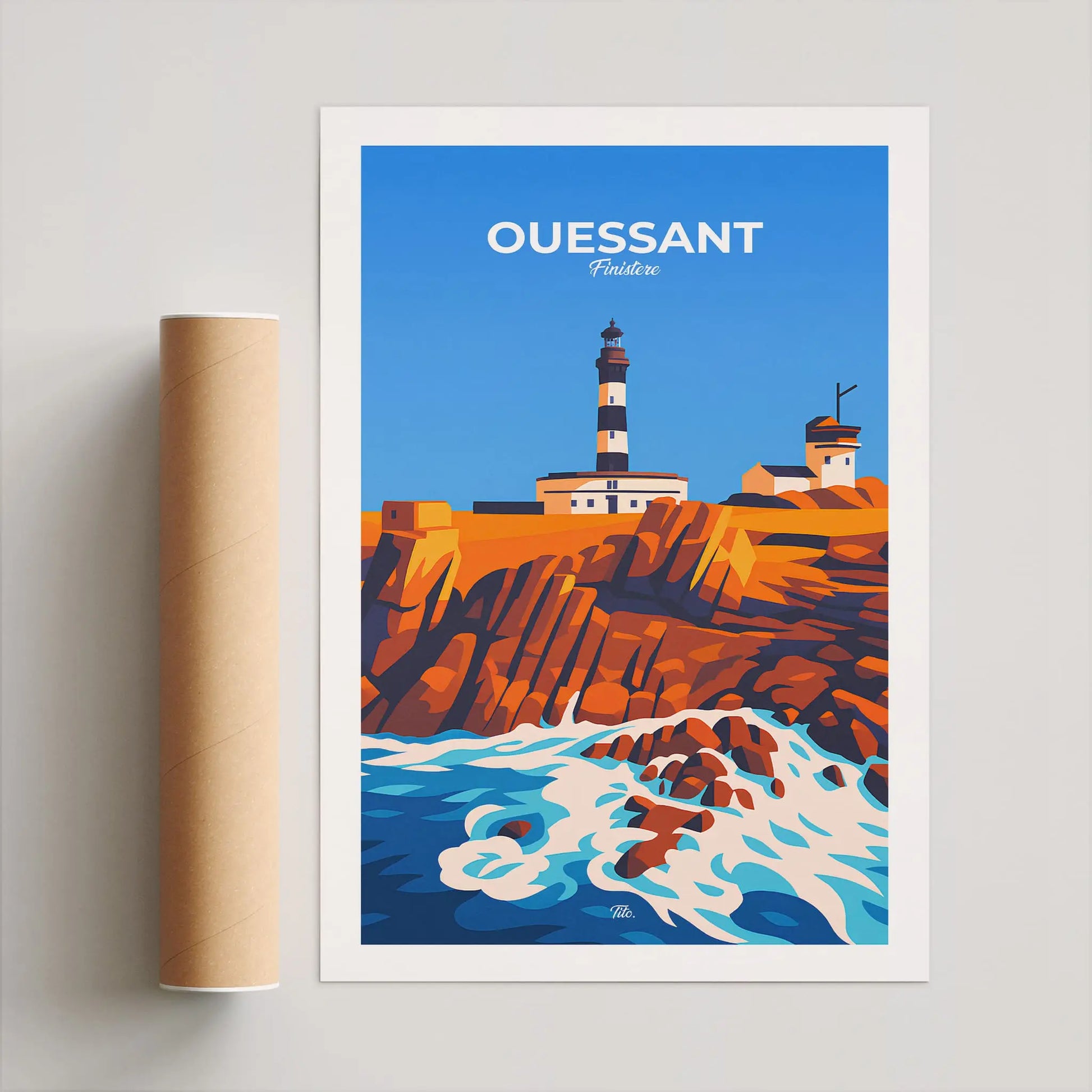 Affiche Ouessant - Poster vintage, impression artistique murale