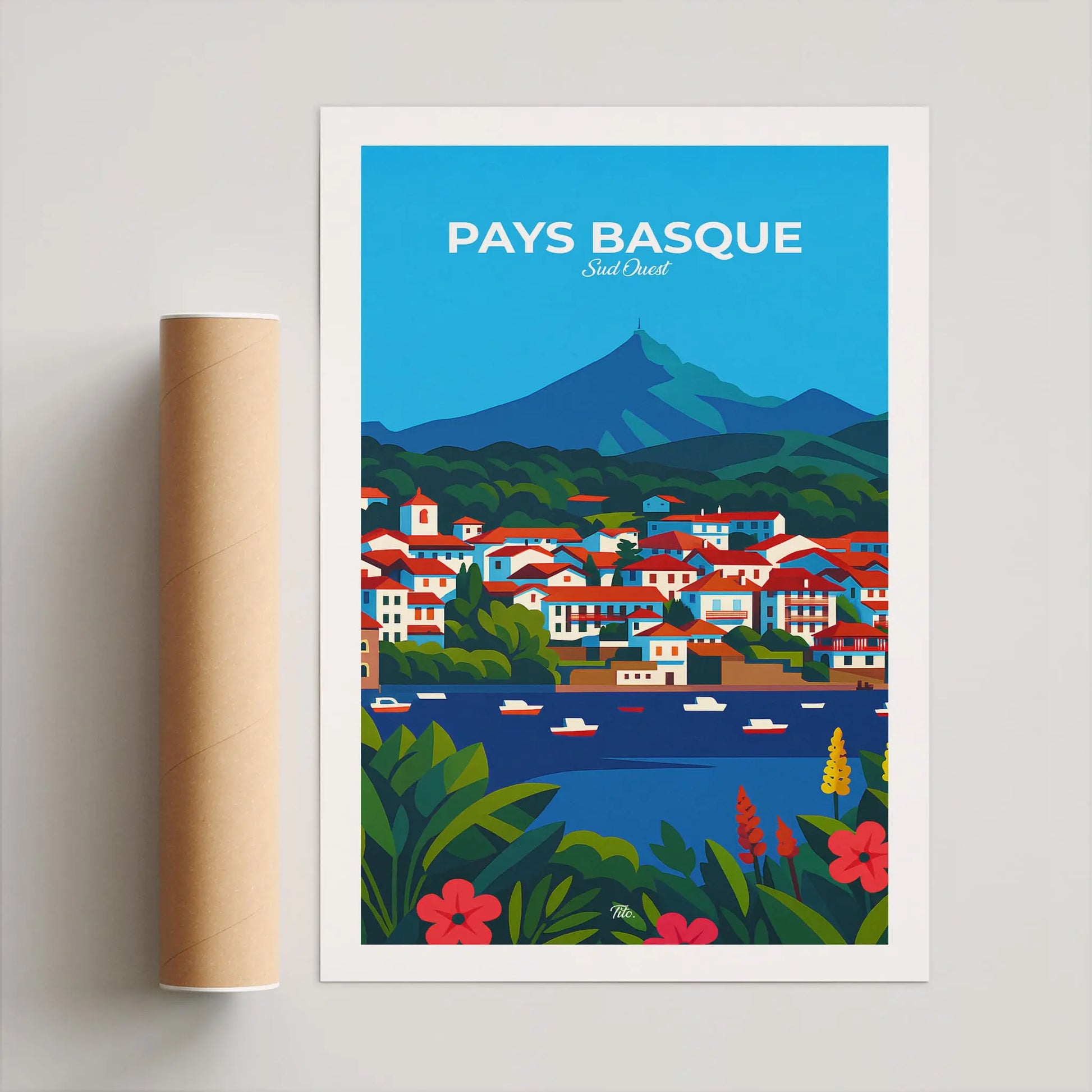 Affiche Pays Basque - Poster vintage, impression artistique murale