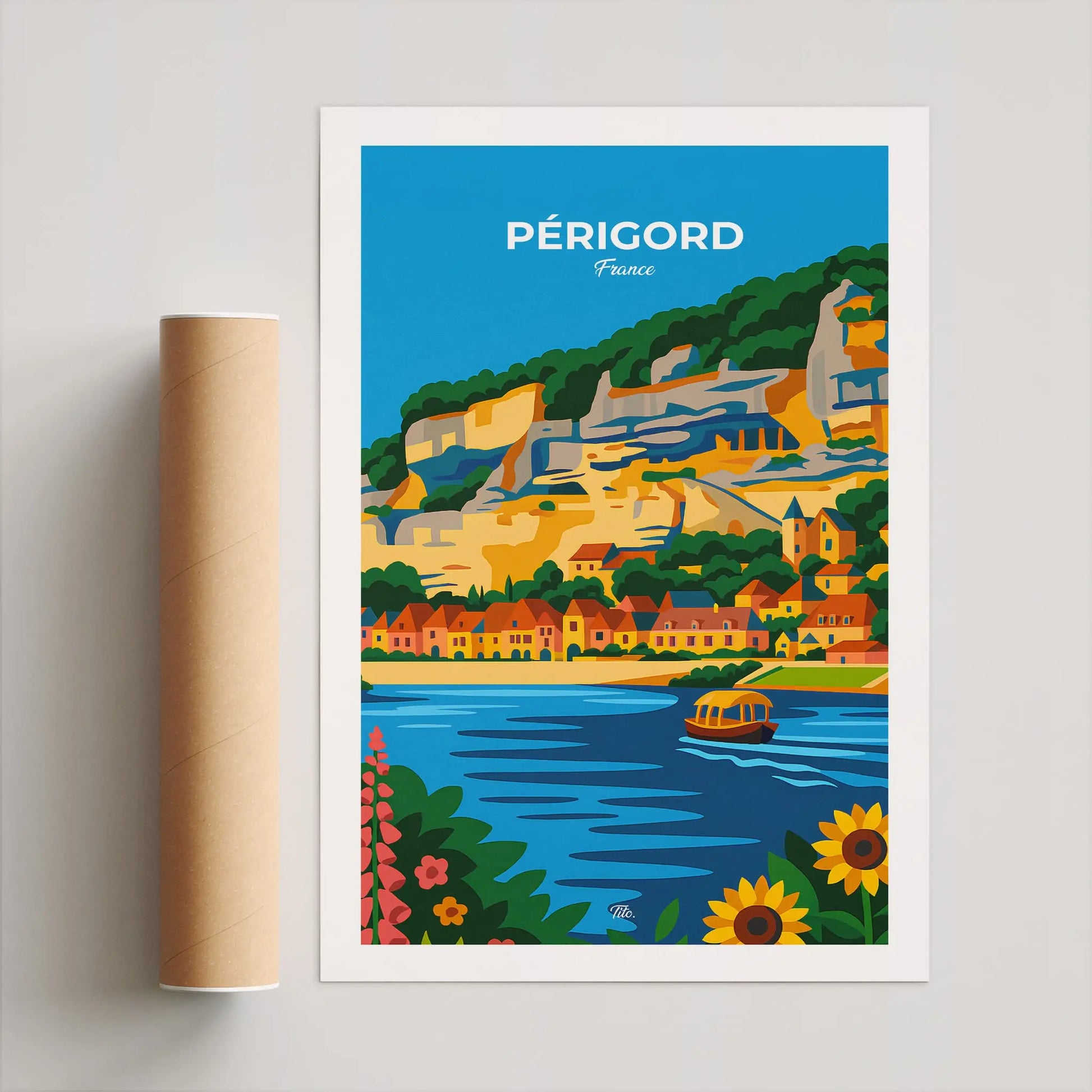 Affiche Périgord - Poster vintage, impression artistique murale