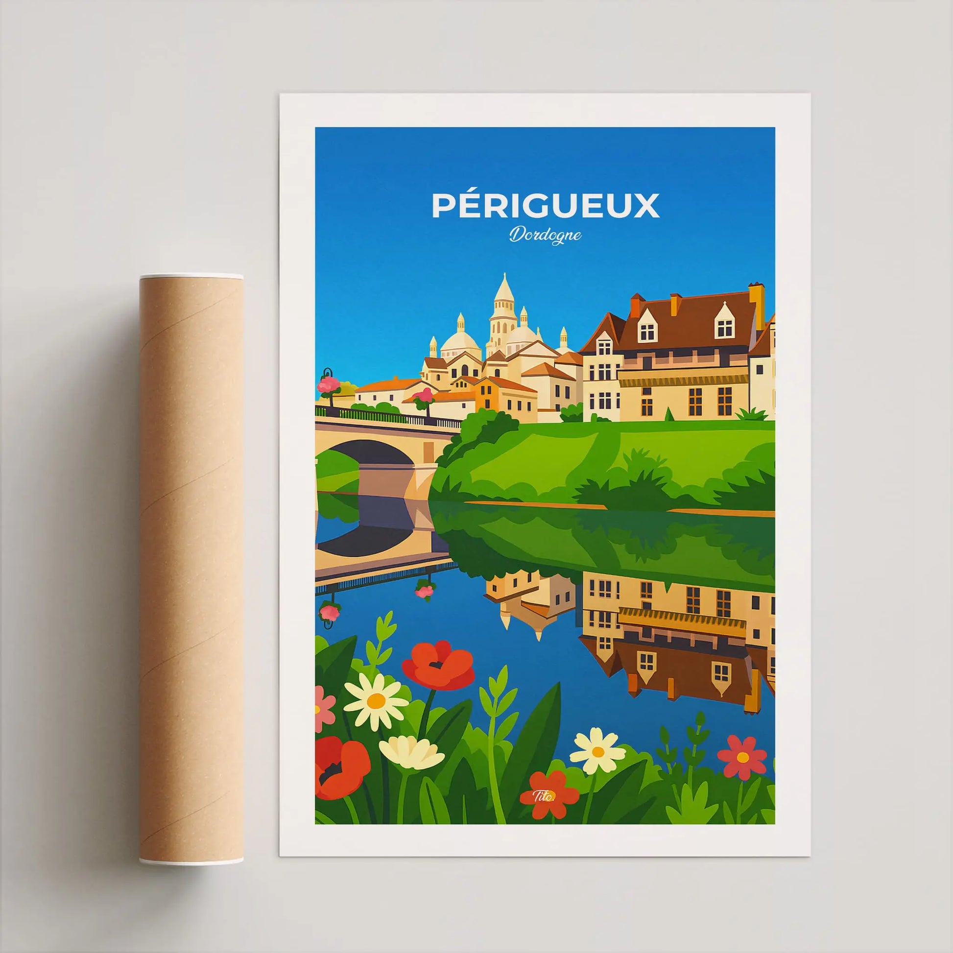 Affiche Périgueux - Poster vintage, impression artistique murale