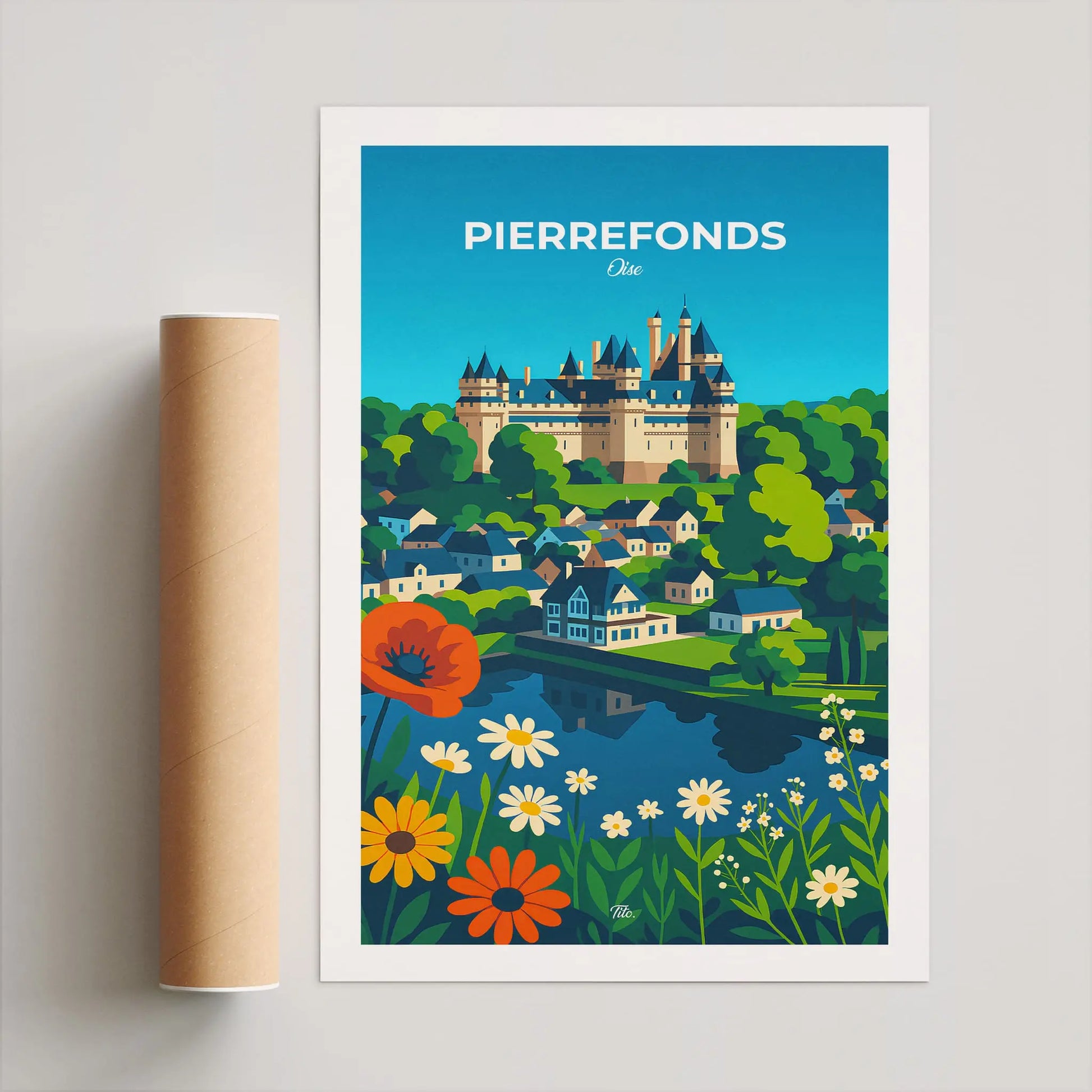 Affiche Pierrefonds - Poster vintage, impression artistique murale
