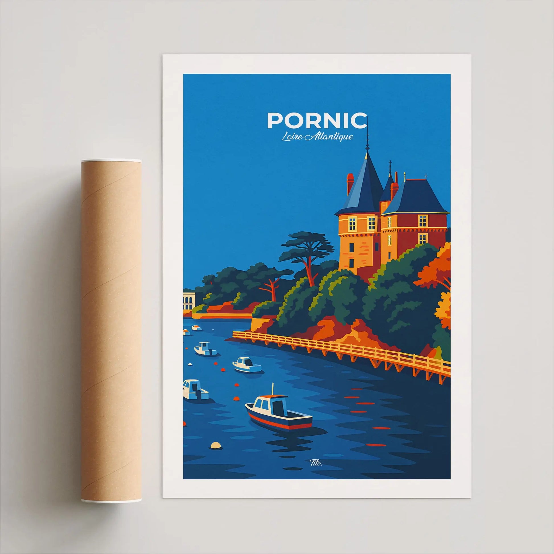 Affiche Pornic - Poster vintage, impression artistique murale