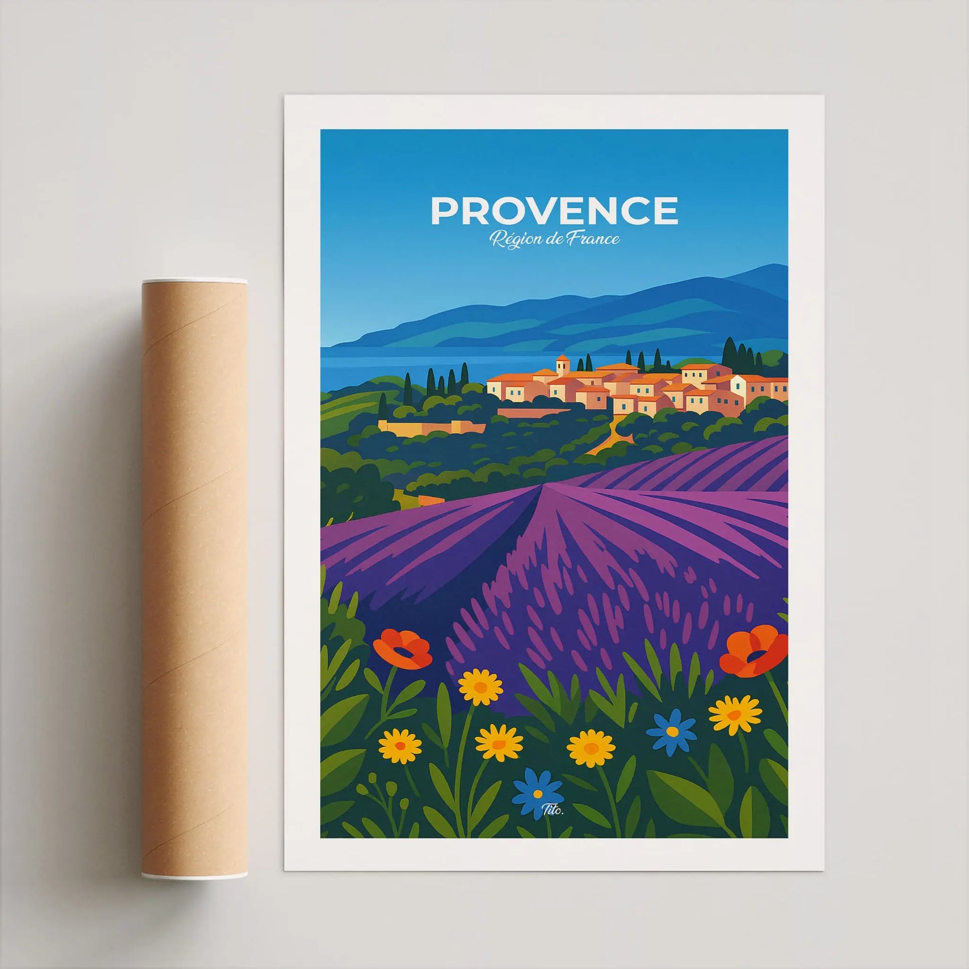 Affiche Provence - Poster vintage, impression artistique murale
