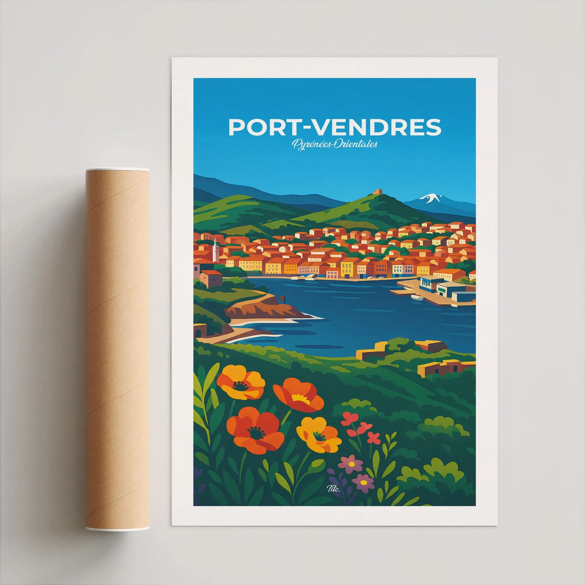 Affiche Port-Vendres - Poster vintage, impression artistique murale