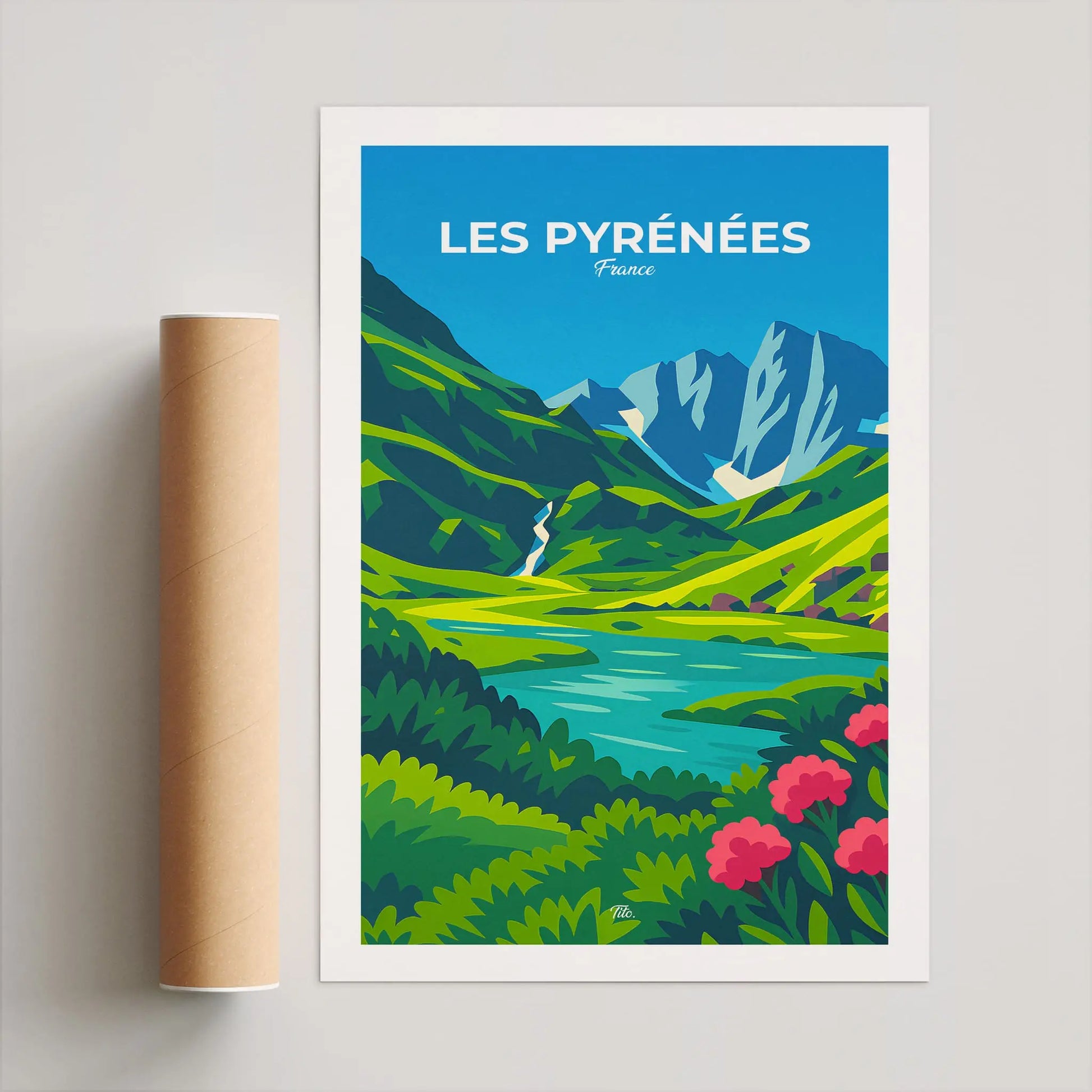 Affiche Pyrénées - Poster vintage, impression artistique murale
