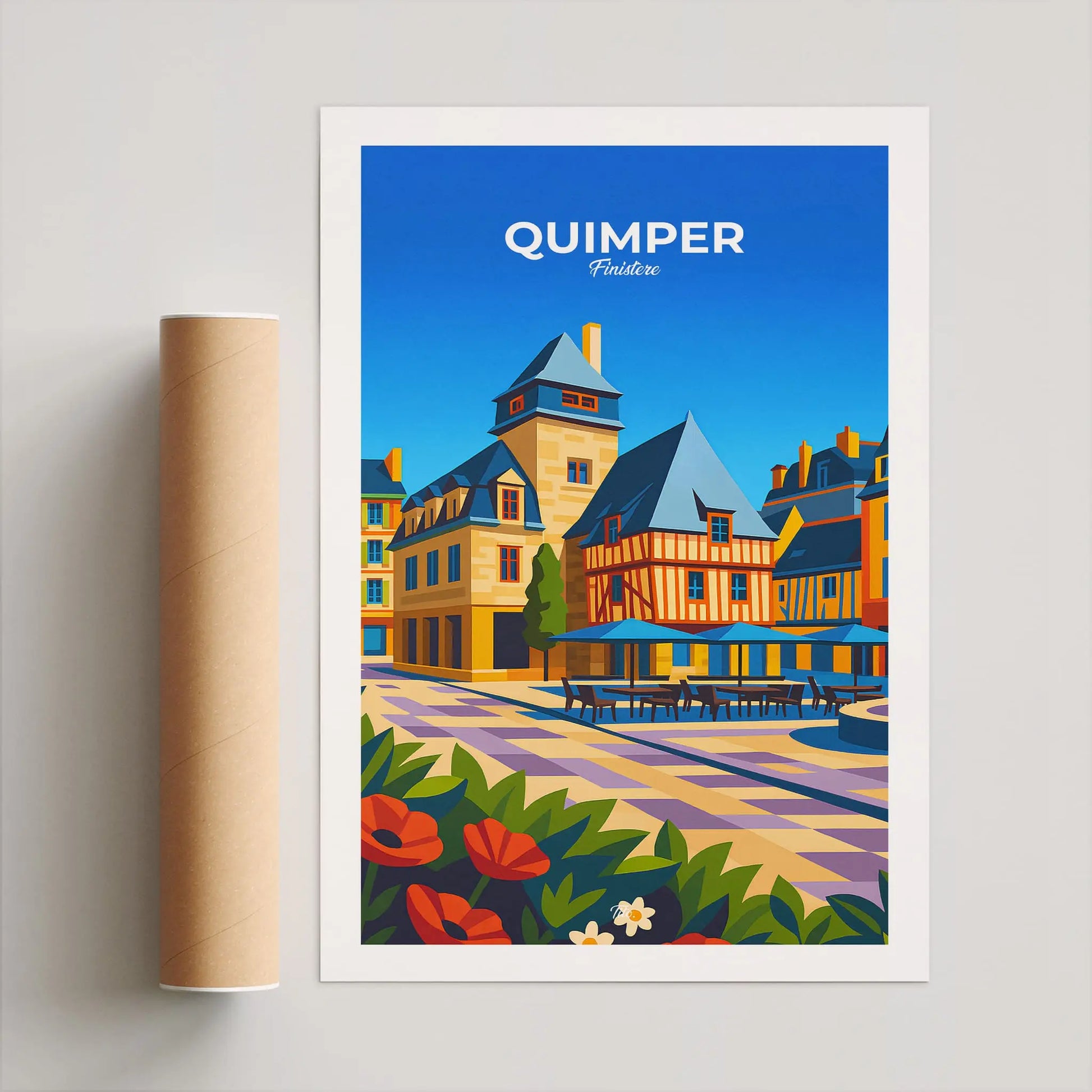 Affiche Quimper - Poster vintage, impression artistique murale