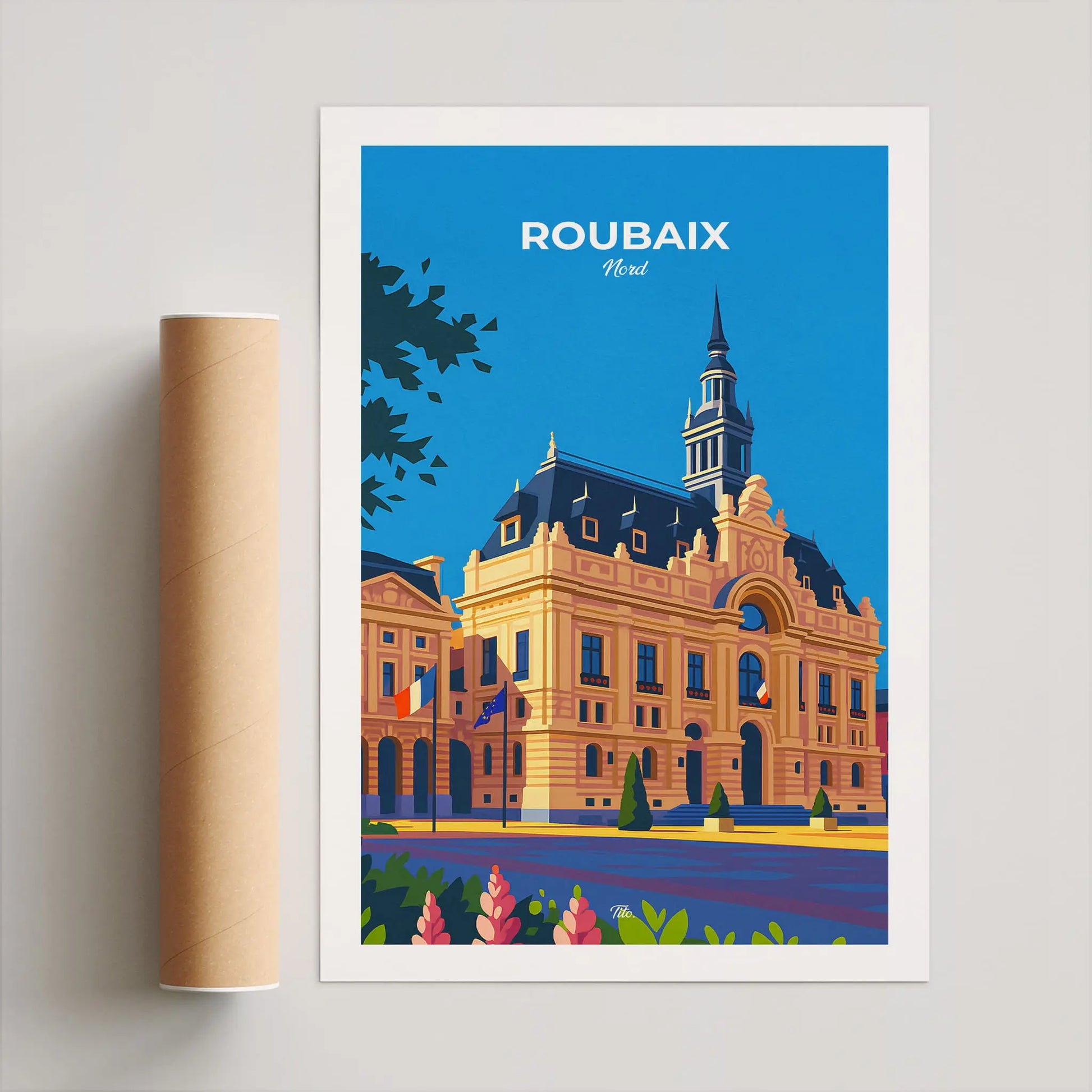 Affiche Roubaix - Poster vintage, impression artistique murale