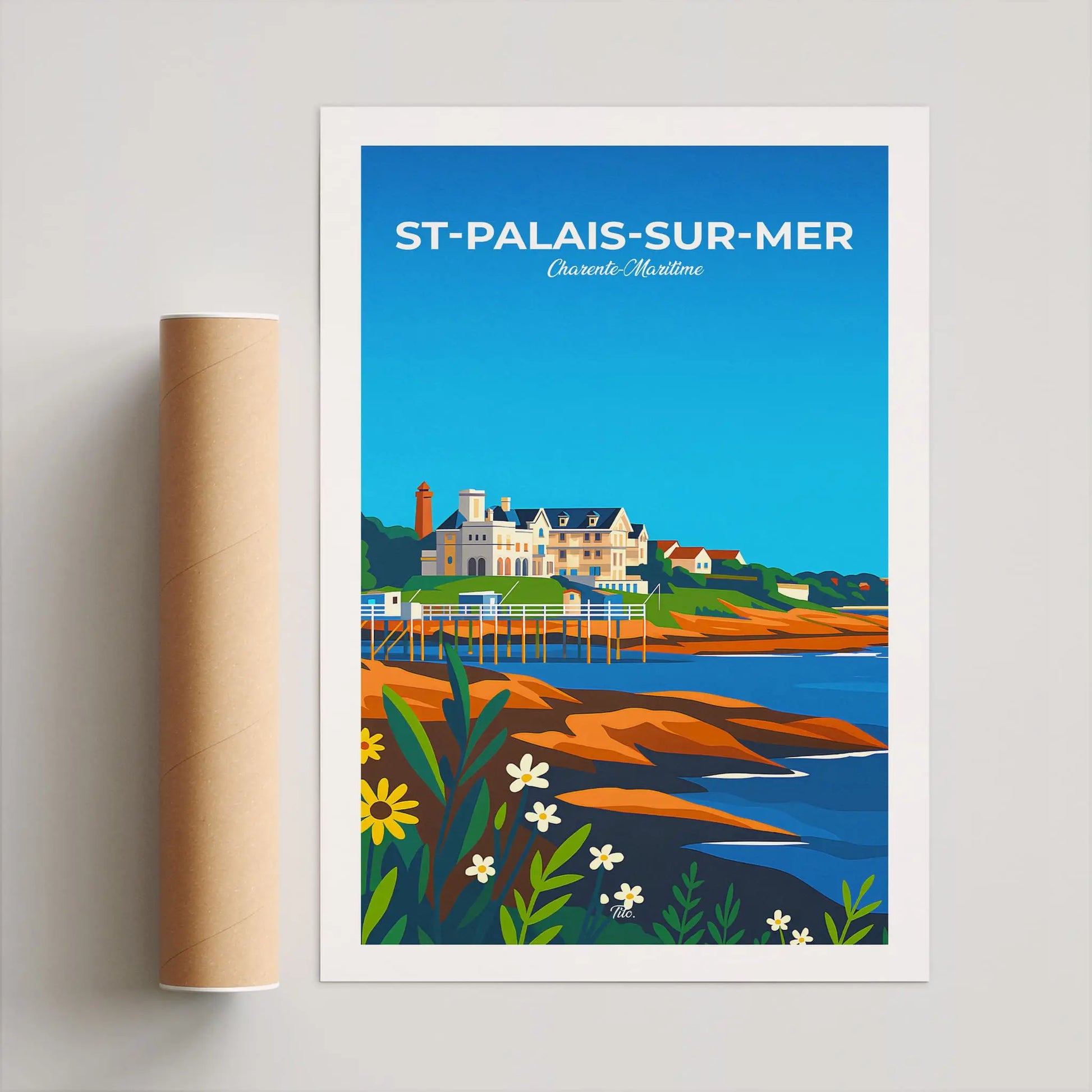 Affiche Saint-Palais-sur-Mer - Poster vintage, impression artistique murale