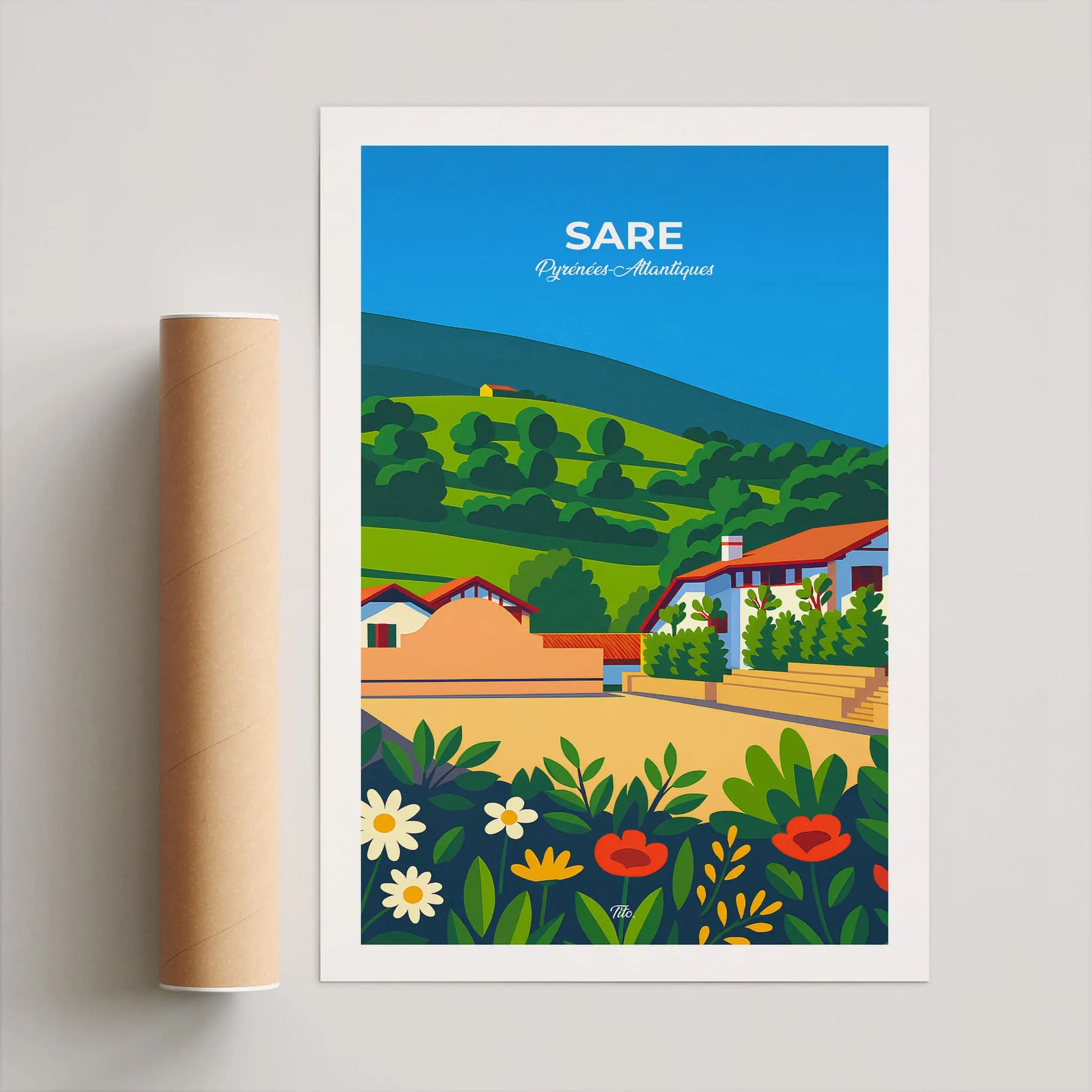 Affiche Sare - Poster vintage, impression artistique murale