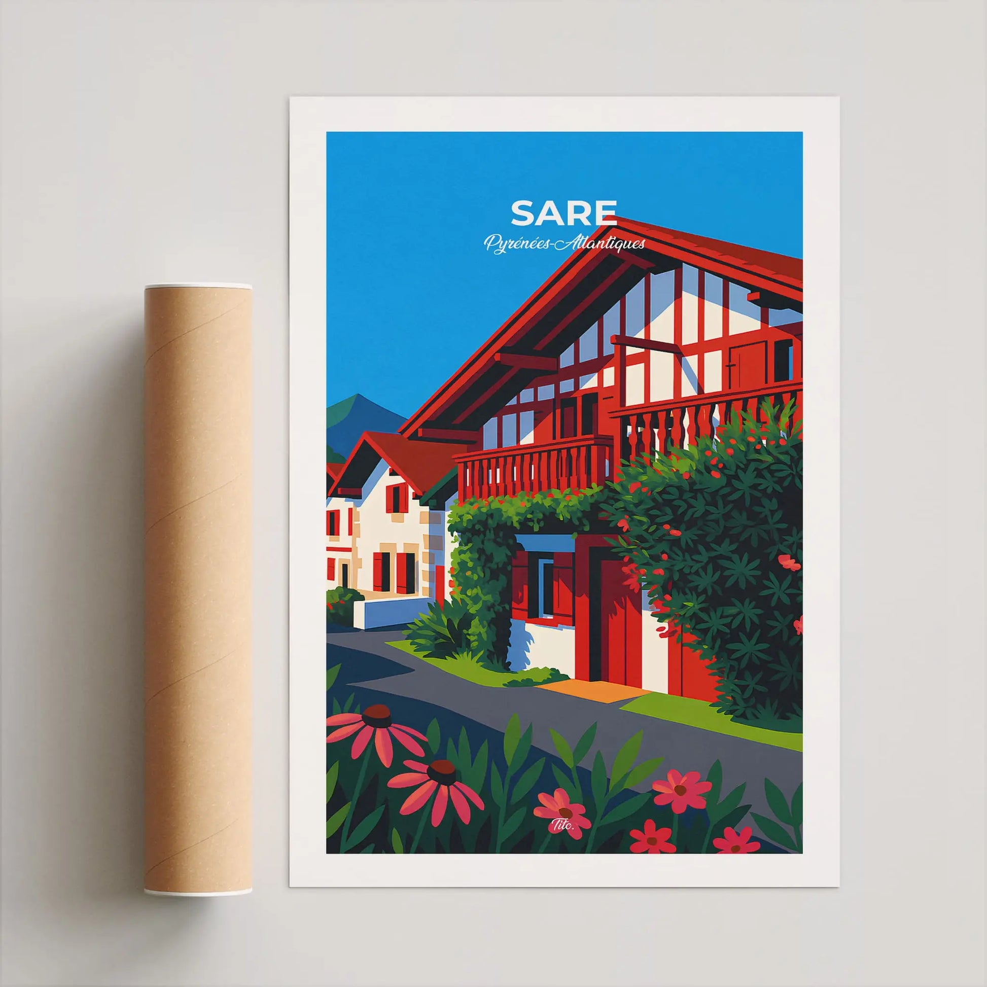 Affiche Sare - Poster vintage, impression artistique murale