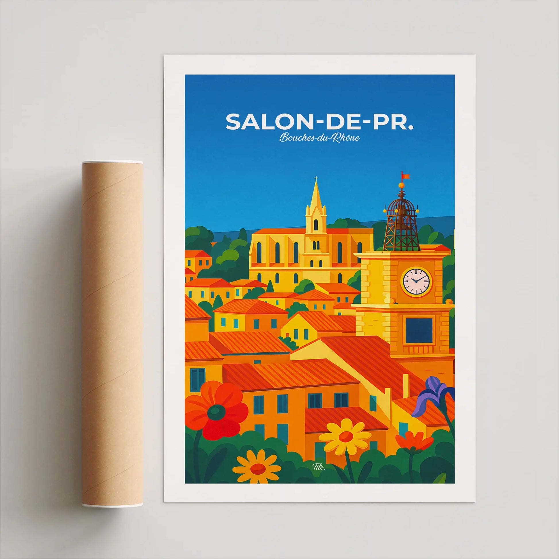 Affiche Salon-de-Provence - Poster vintage, impression artistique murale