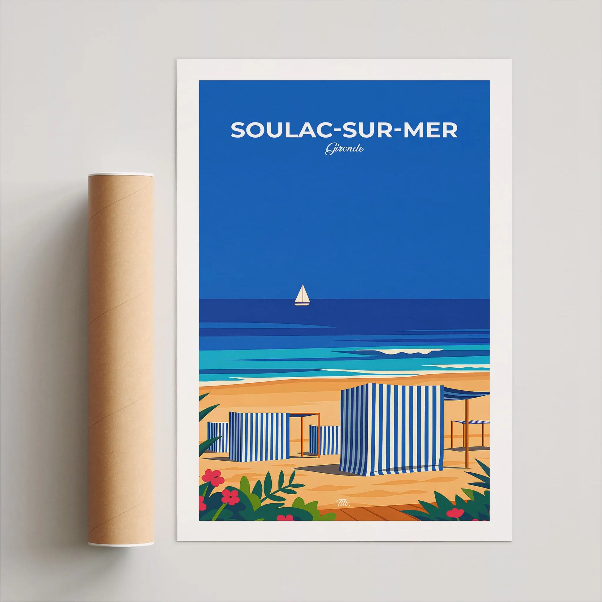 Affiche Soulac-sur-Mer - Poster vintage, impression artistique murale