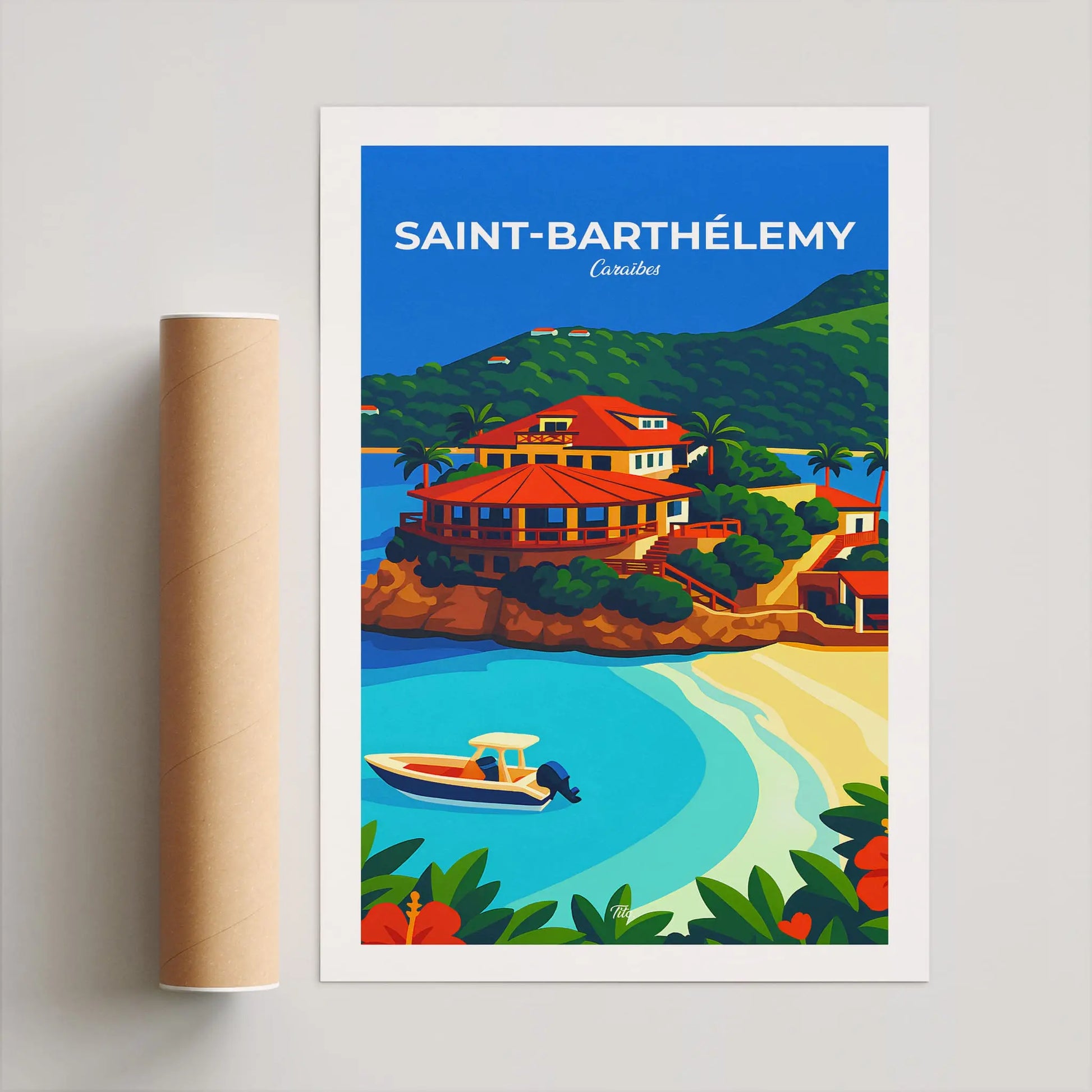 Affiche Saint-Barthélemy - Poster vintage, impression artistique murale