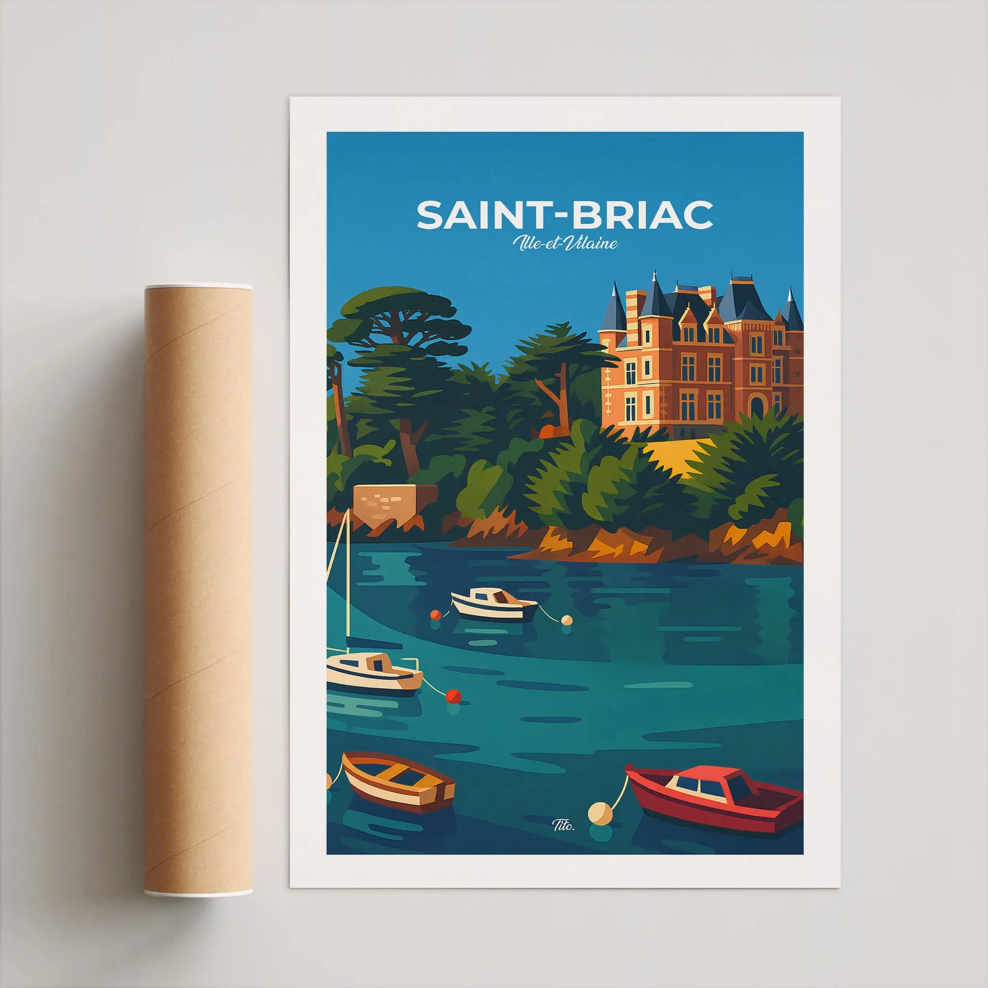 Affiche Saint-Briac-sur-Mer - Poster vintage, impression artistique murale