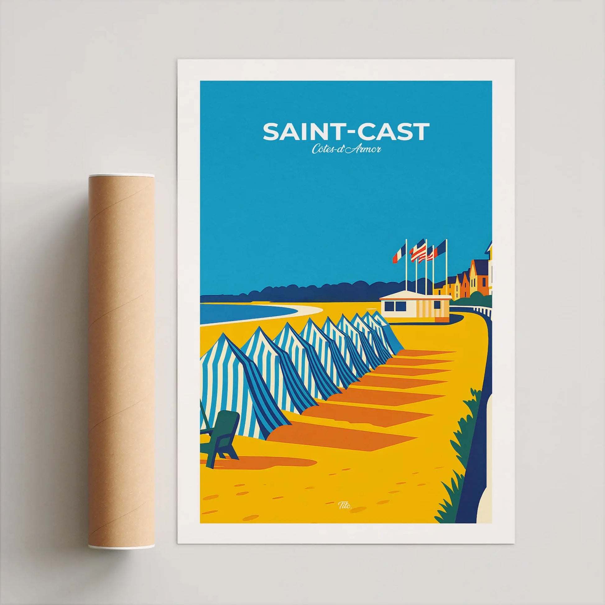 Affiche Saint-Cast-le-Guildo - Poster vintage, impression artistique murale