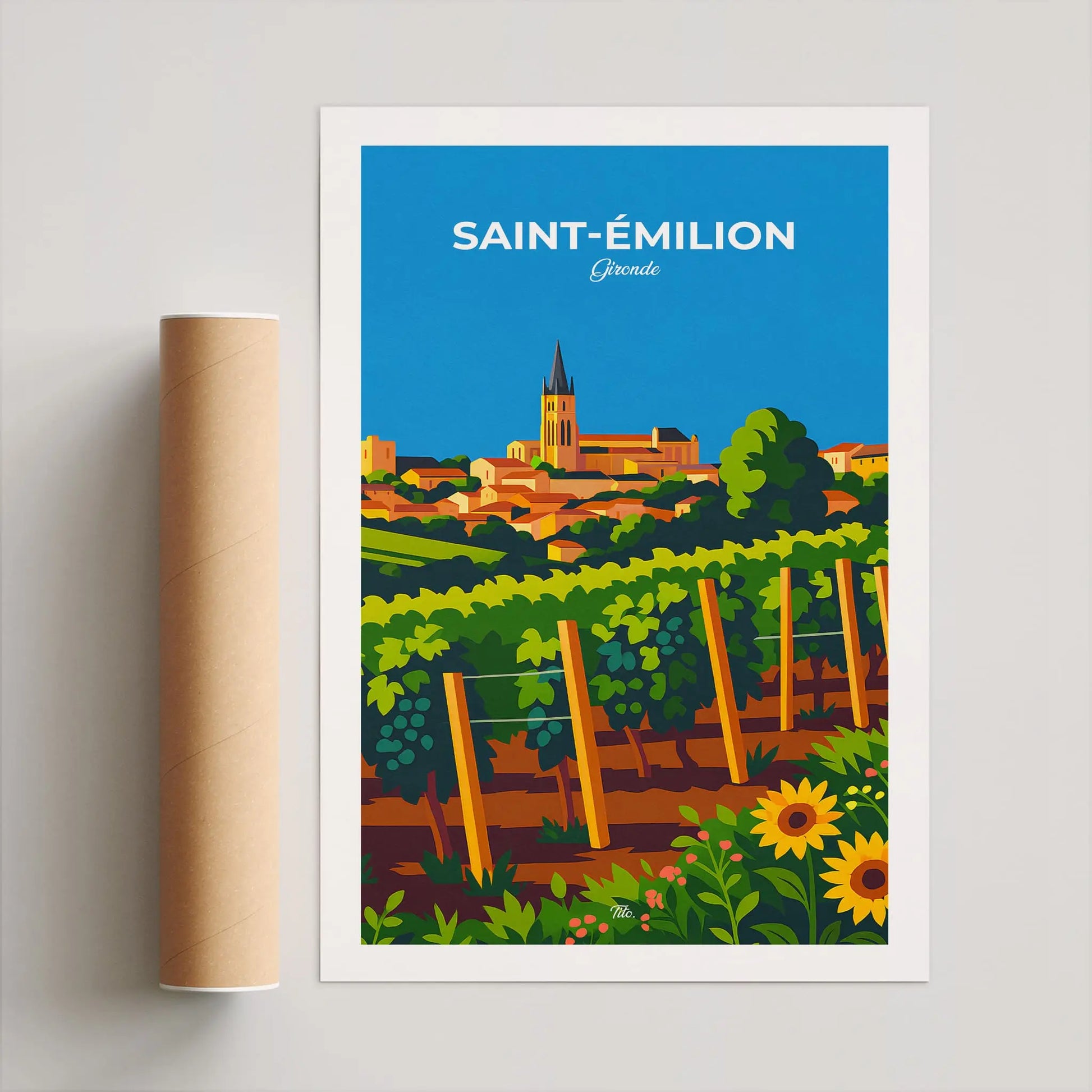 Affiche Saint-Émilion - Poster vintage, impression artistique murale