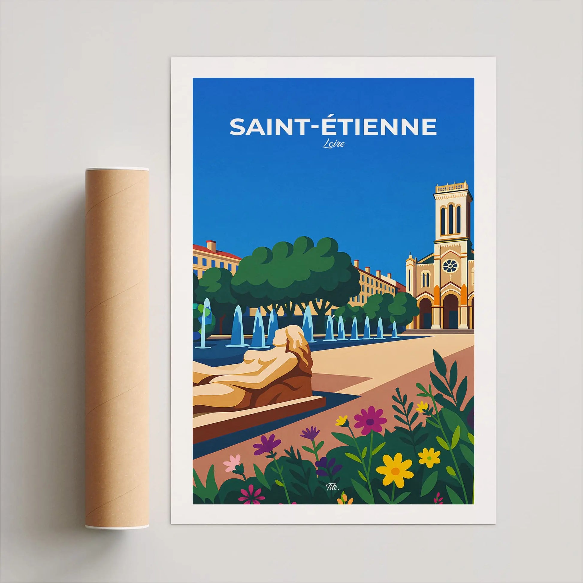 Affiche Saint-Étienne - Poster vintage, impression artistique murale