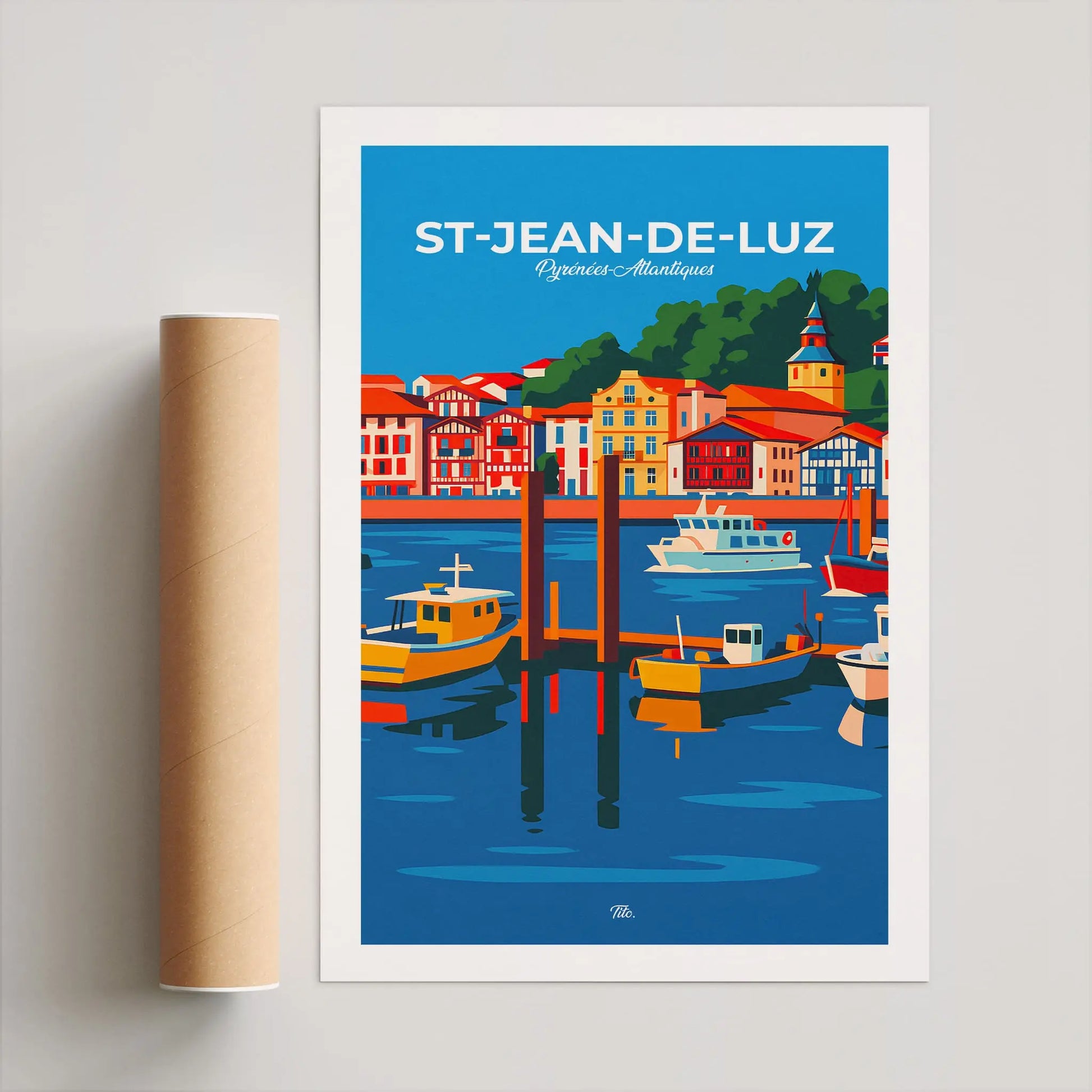 Affiche Saint-Jean-de-Luz - Poster vintage, impression artistique murale