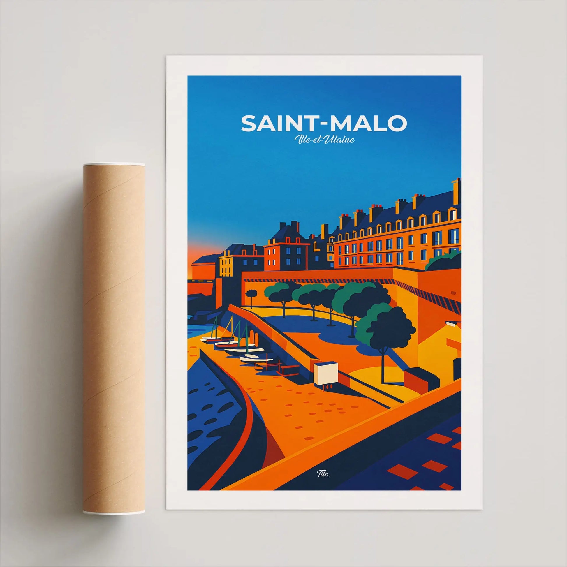 Affiche Saint-Malo - Poster vintage, impression artistique murale