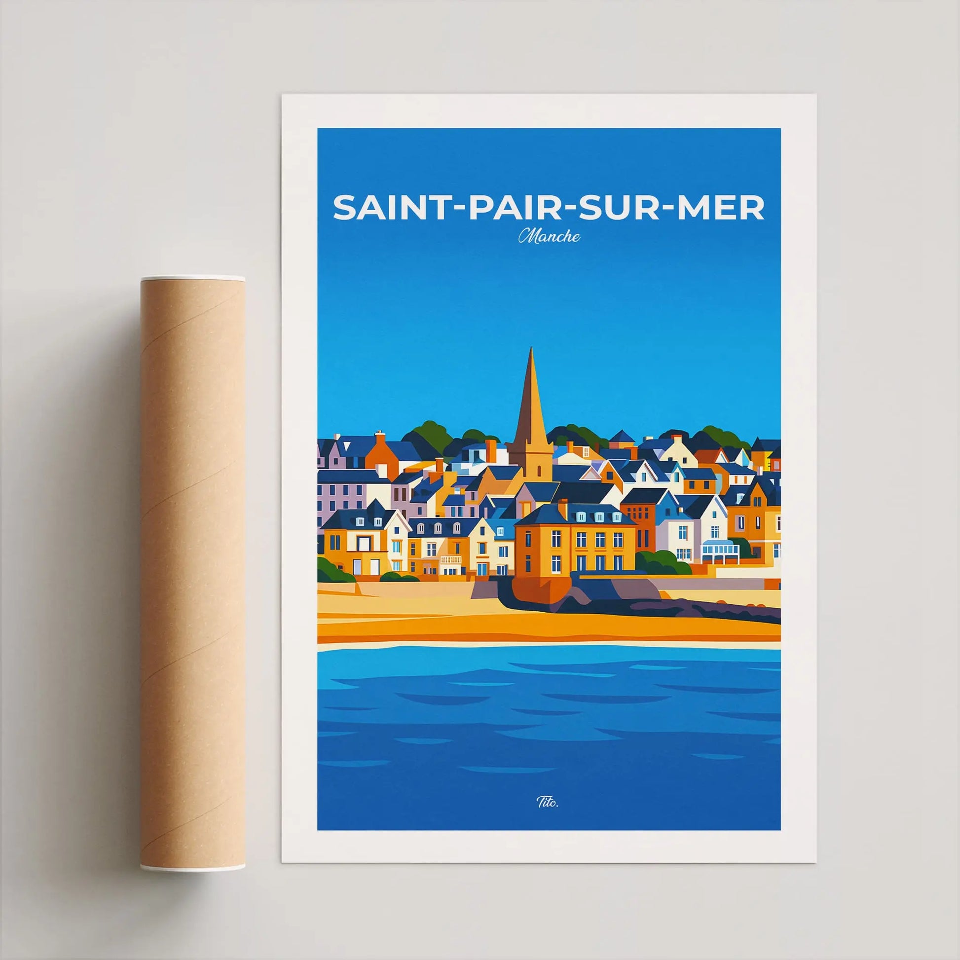 Affiche Saint-Pair-sur-Mer - Poster vintage, impression artistique murale