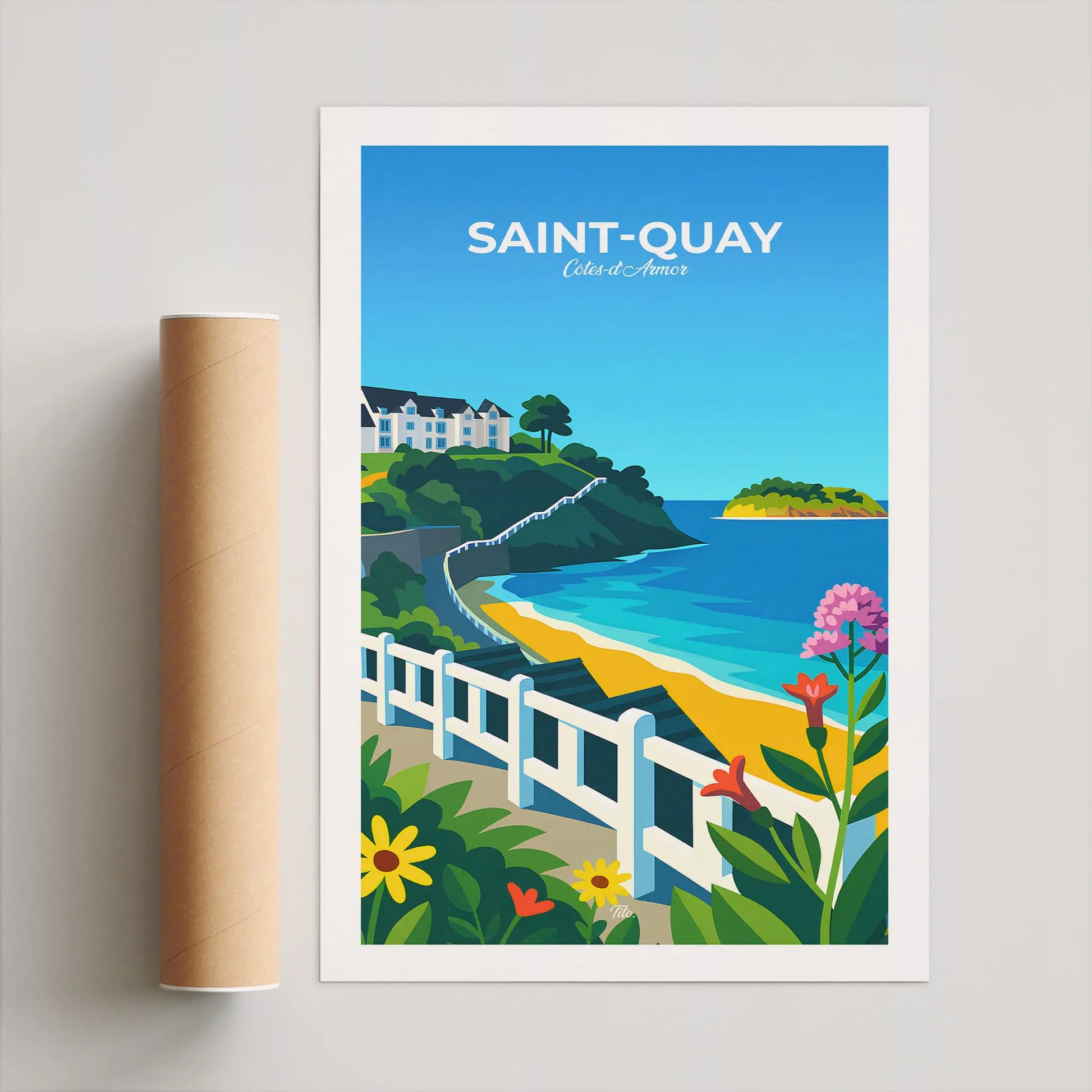 Affiche Saint-Quay-Portrieux - Poster vintage, impression artistique murale