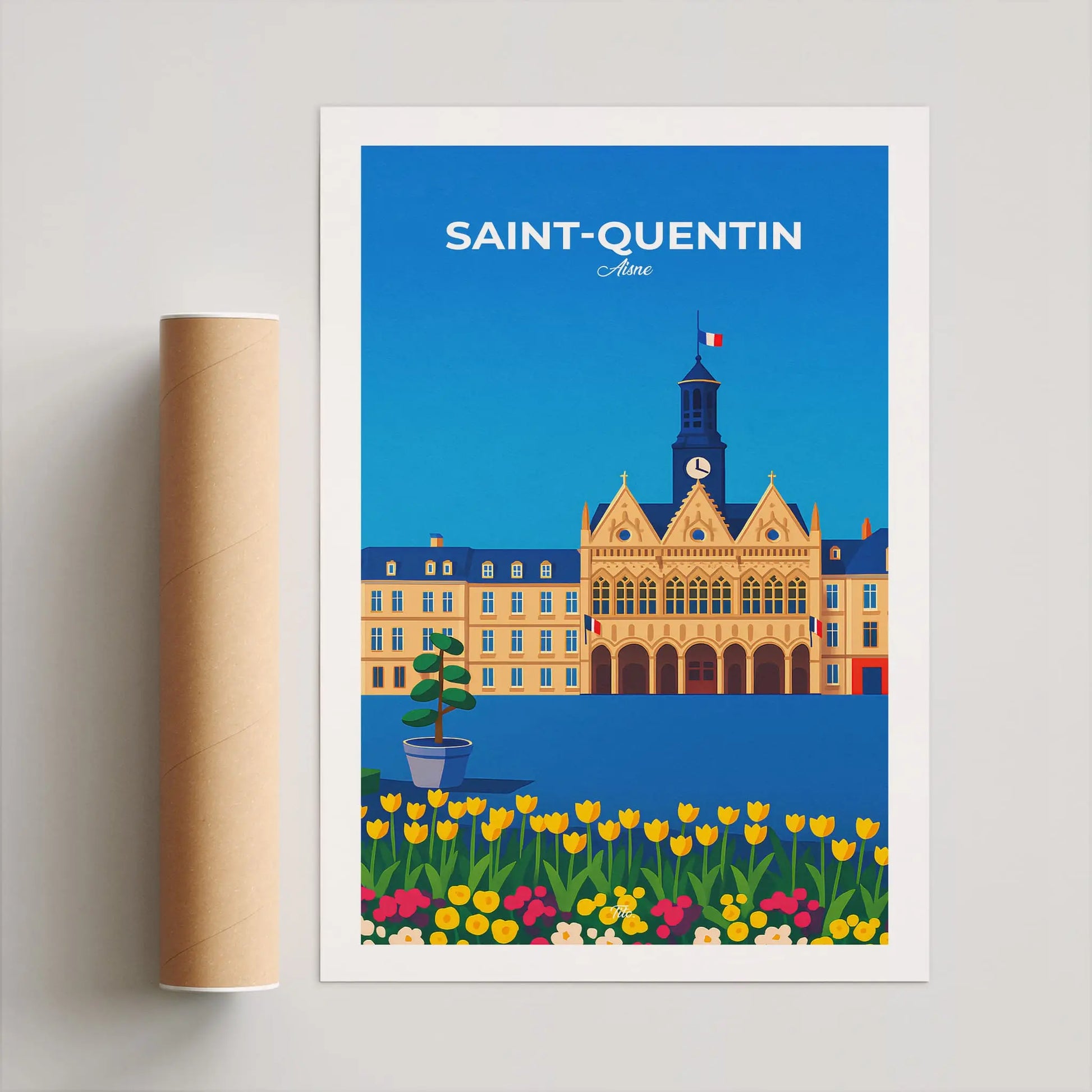 Affiche Saint-Quentin - Poster vintage, impression artistique murale