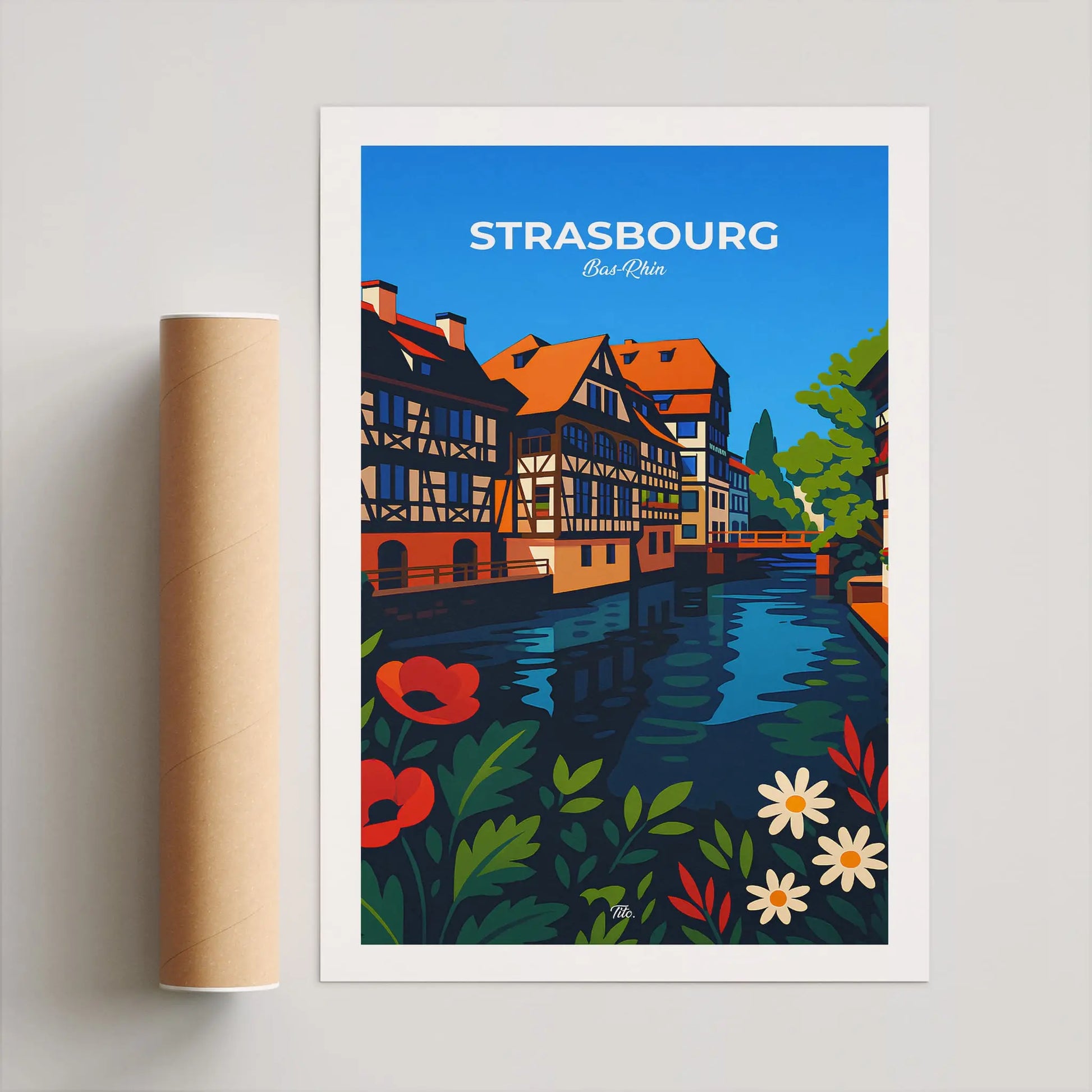 Affiche Strasbourg - Poster vintage, impression artistique murale