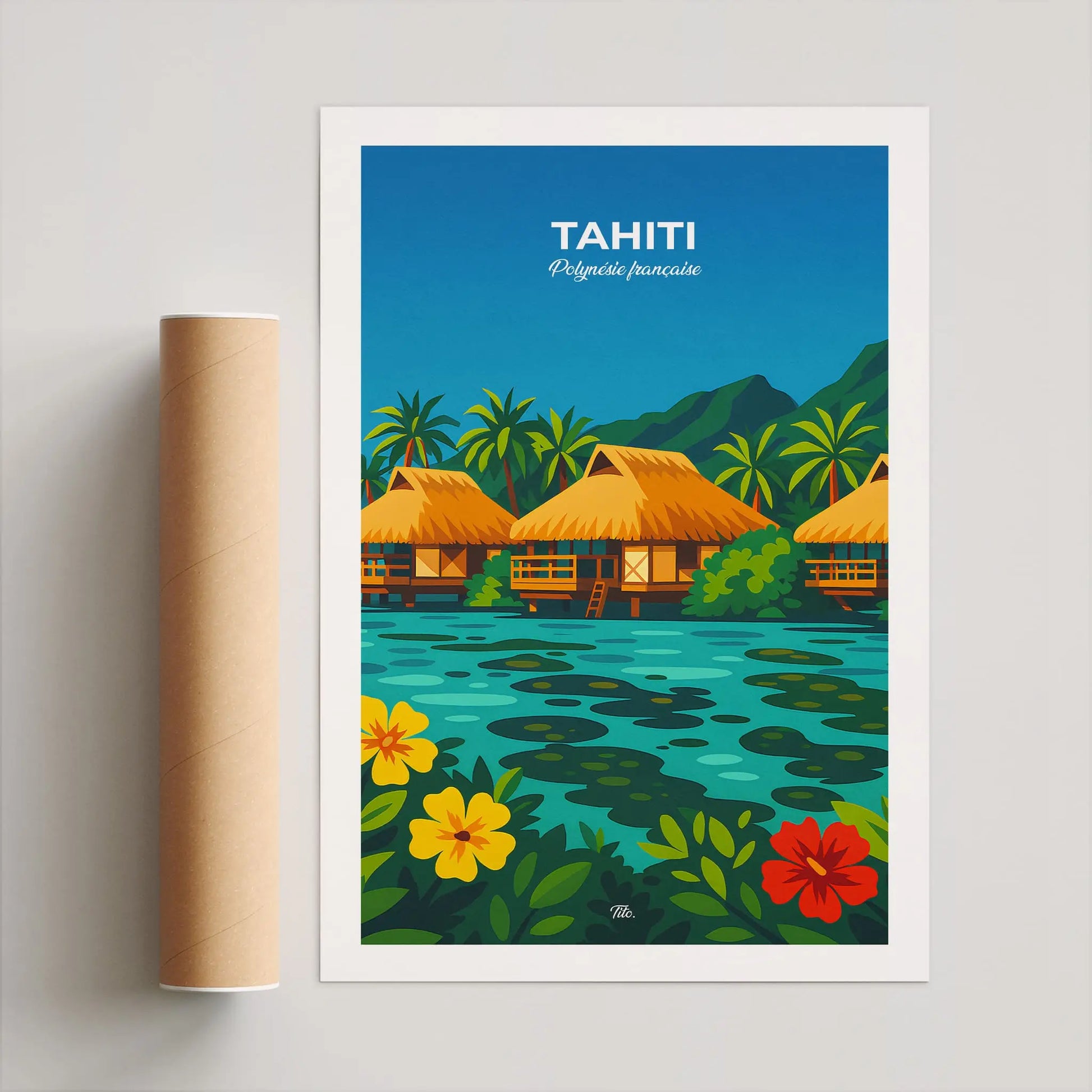 Affiche Tahiti - Poster vintage, impression artistique murale