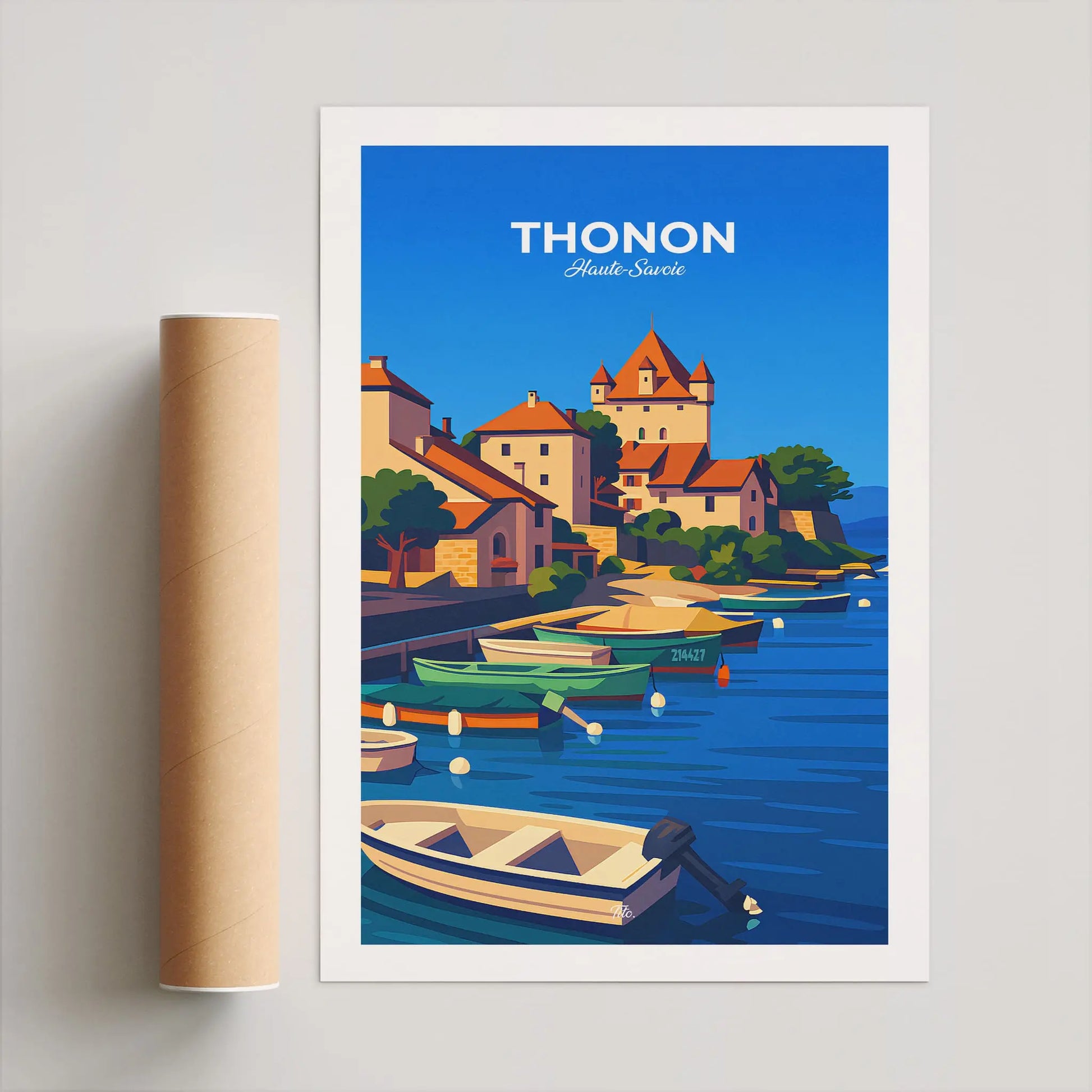 Affiche Thonon-les-Bains - Poster vintage, impression artistique murale
