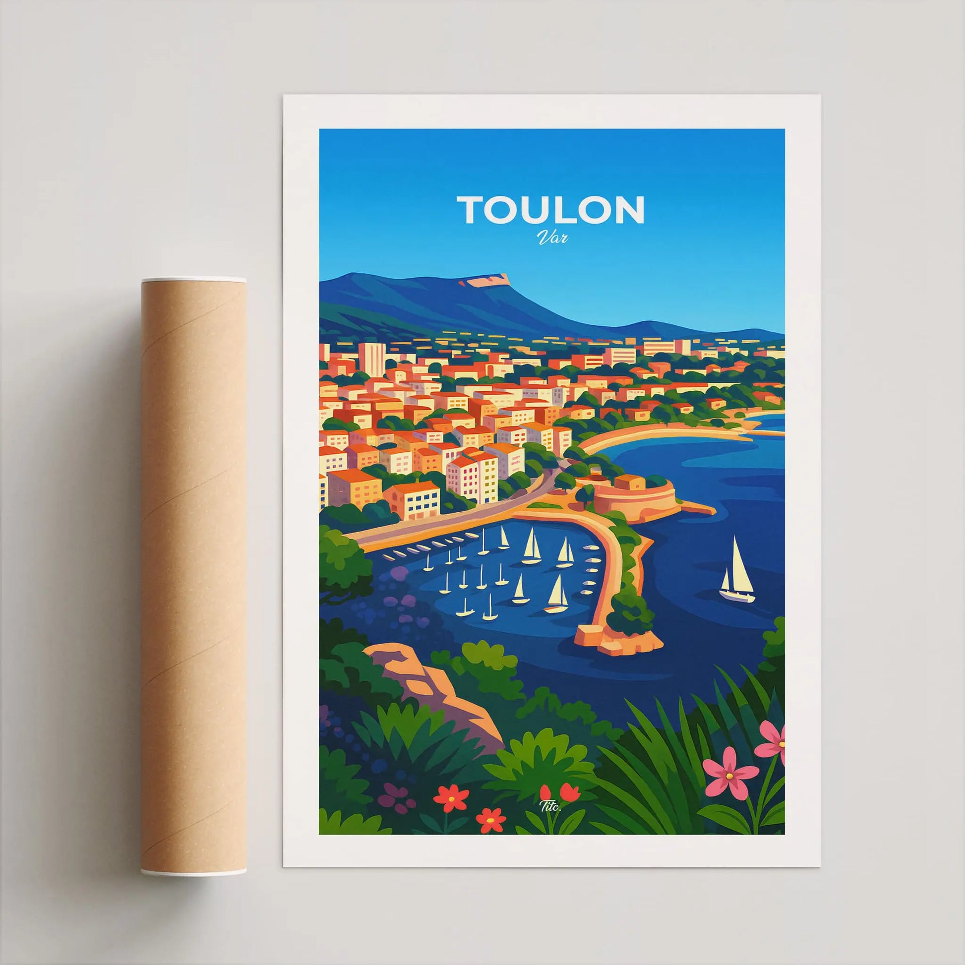 Affiche Toulon - Poster vintage, impression artistique murale