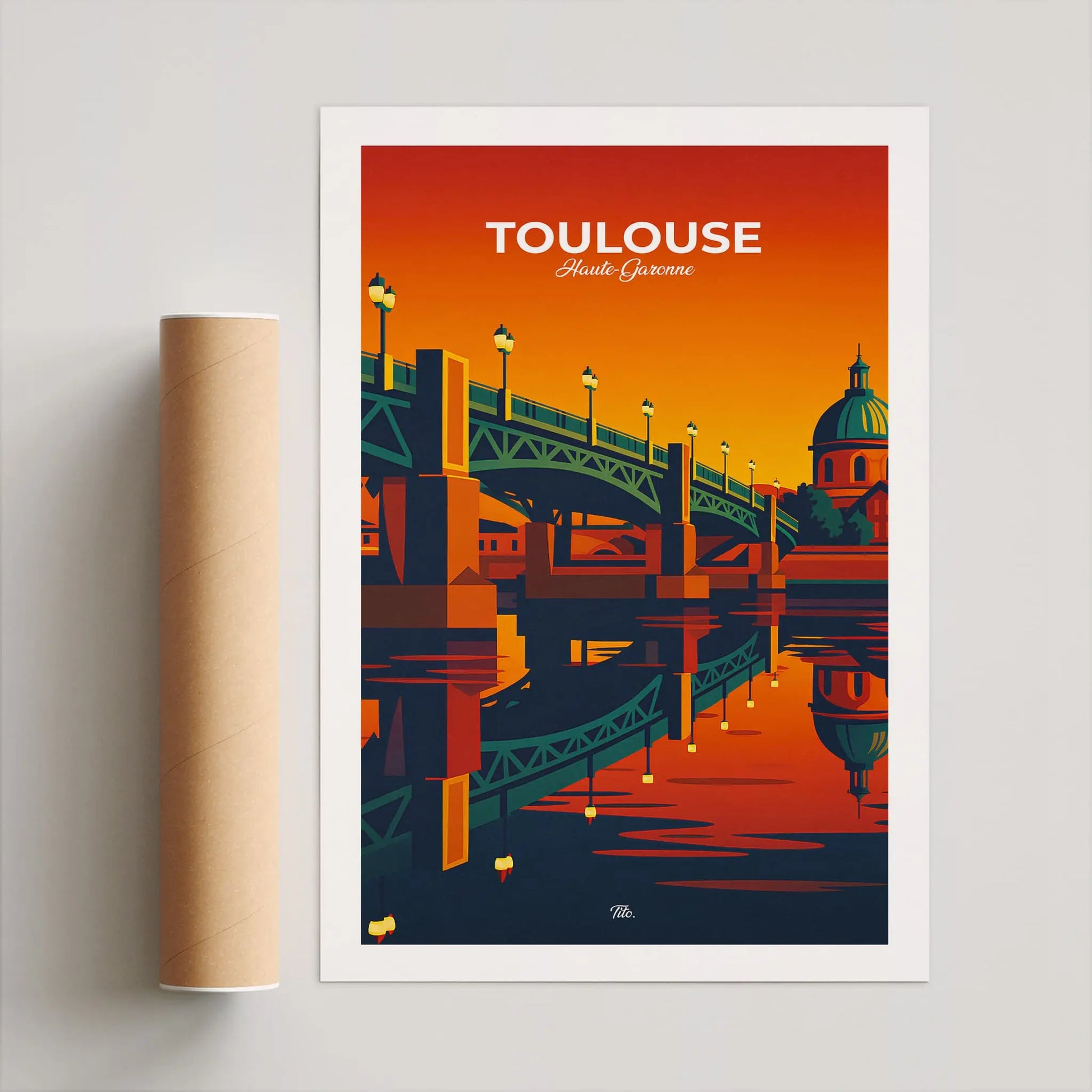 Affiche Toulouse - Poster vintage, impression artistique murale
