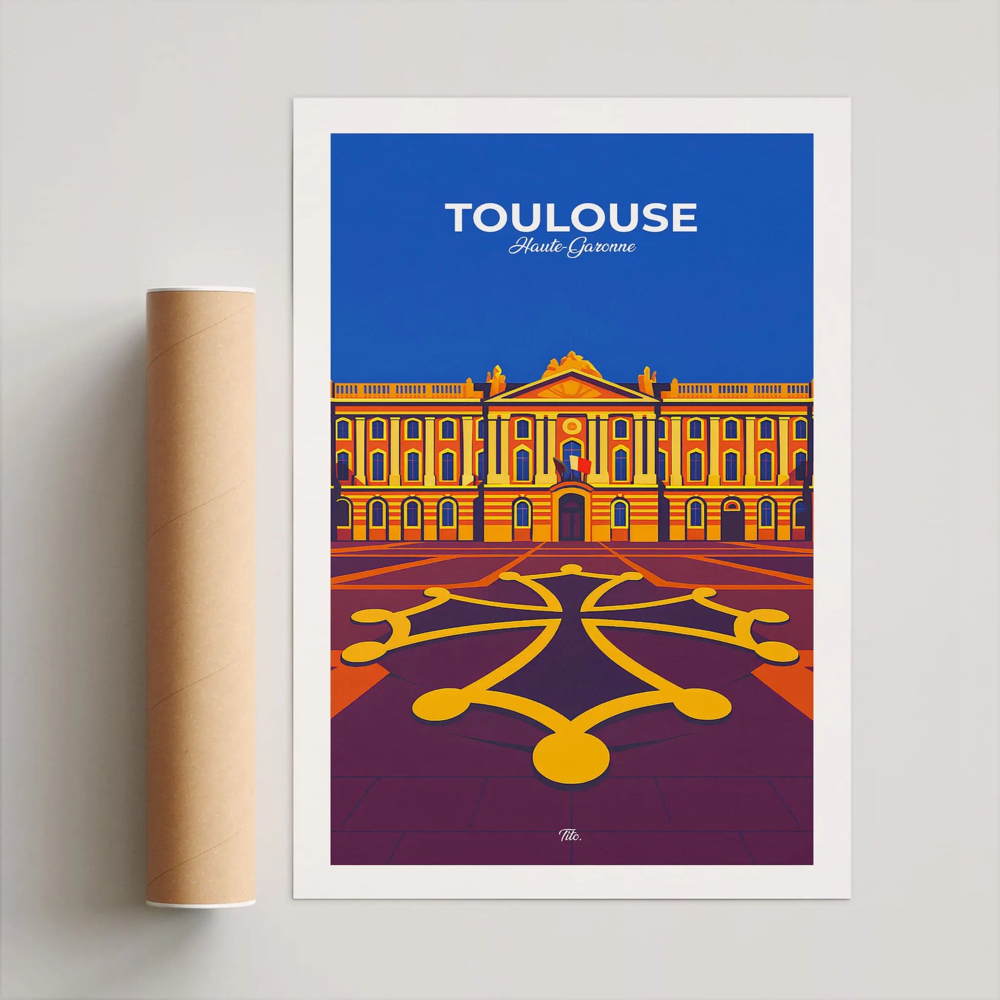 Affiche Toulouse - Poster vintage, impression artistique murale