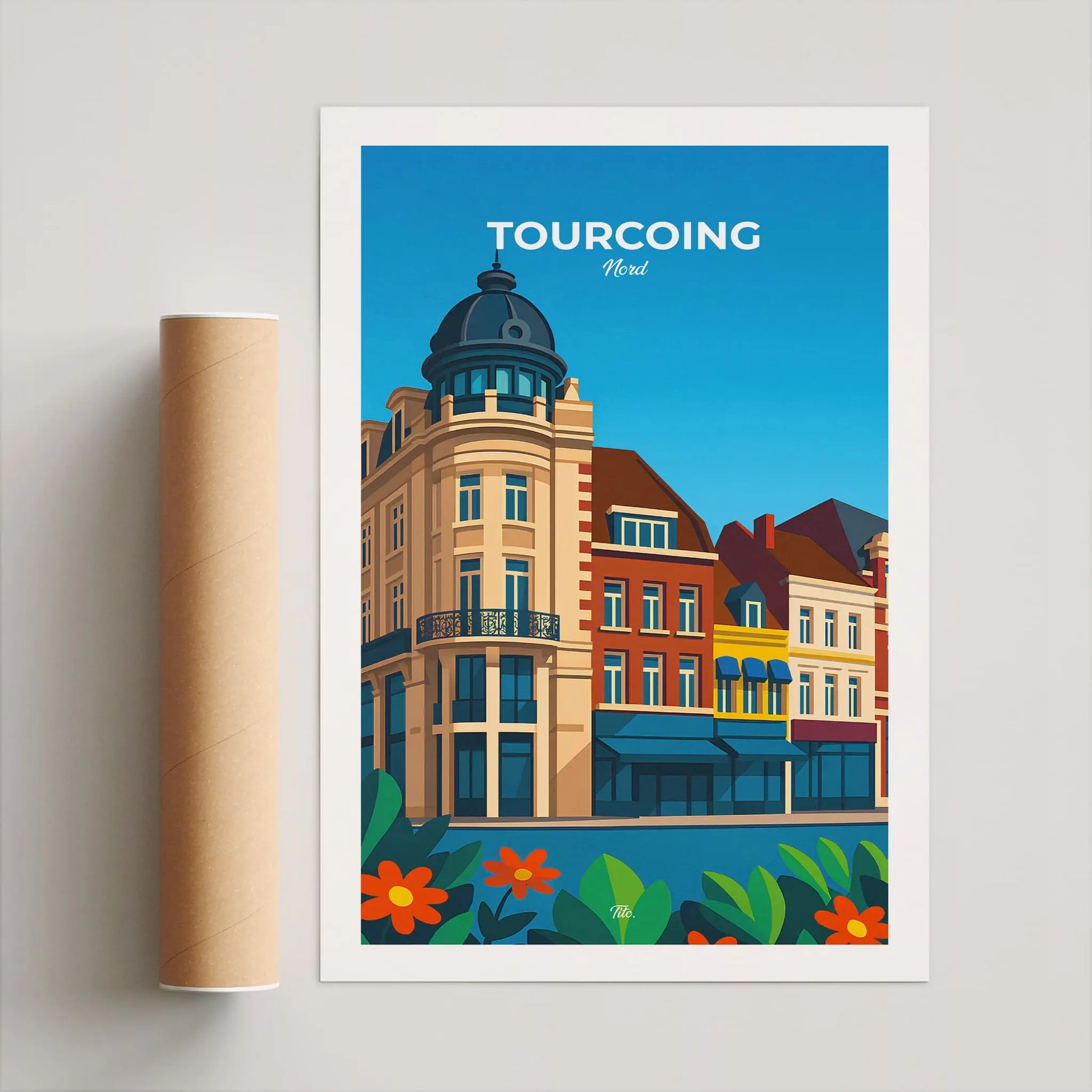 Affiche Tourcoing - Poster vintage, impression artistique murale