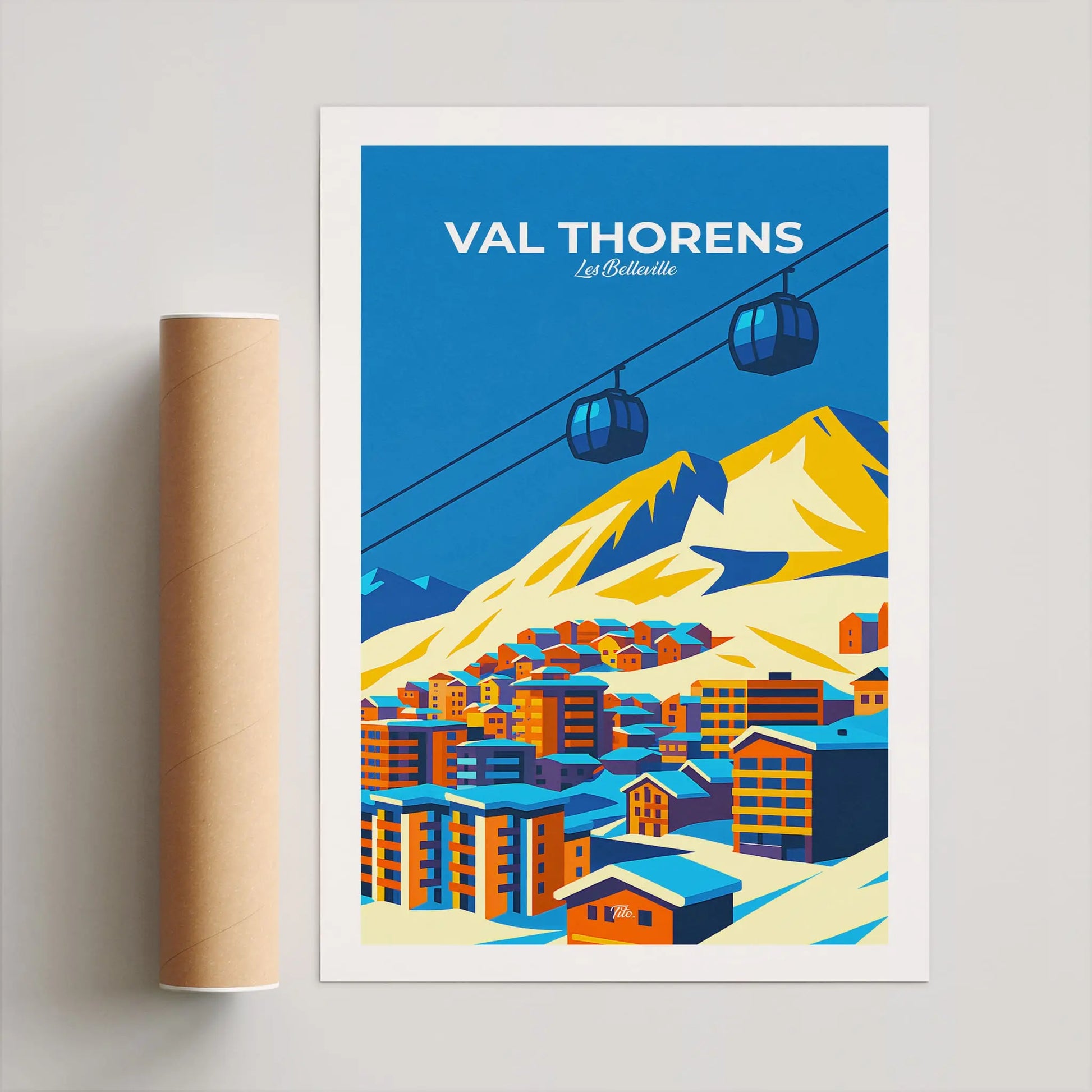 Affiche Val Thorens - Poster vintage, impression artistique murale