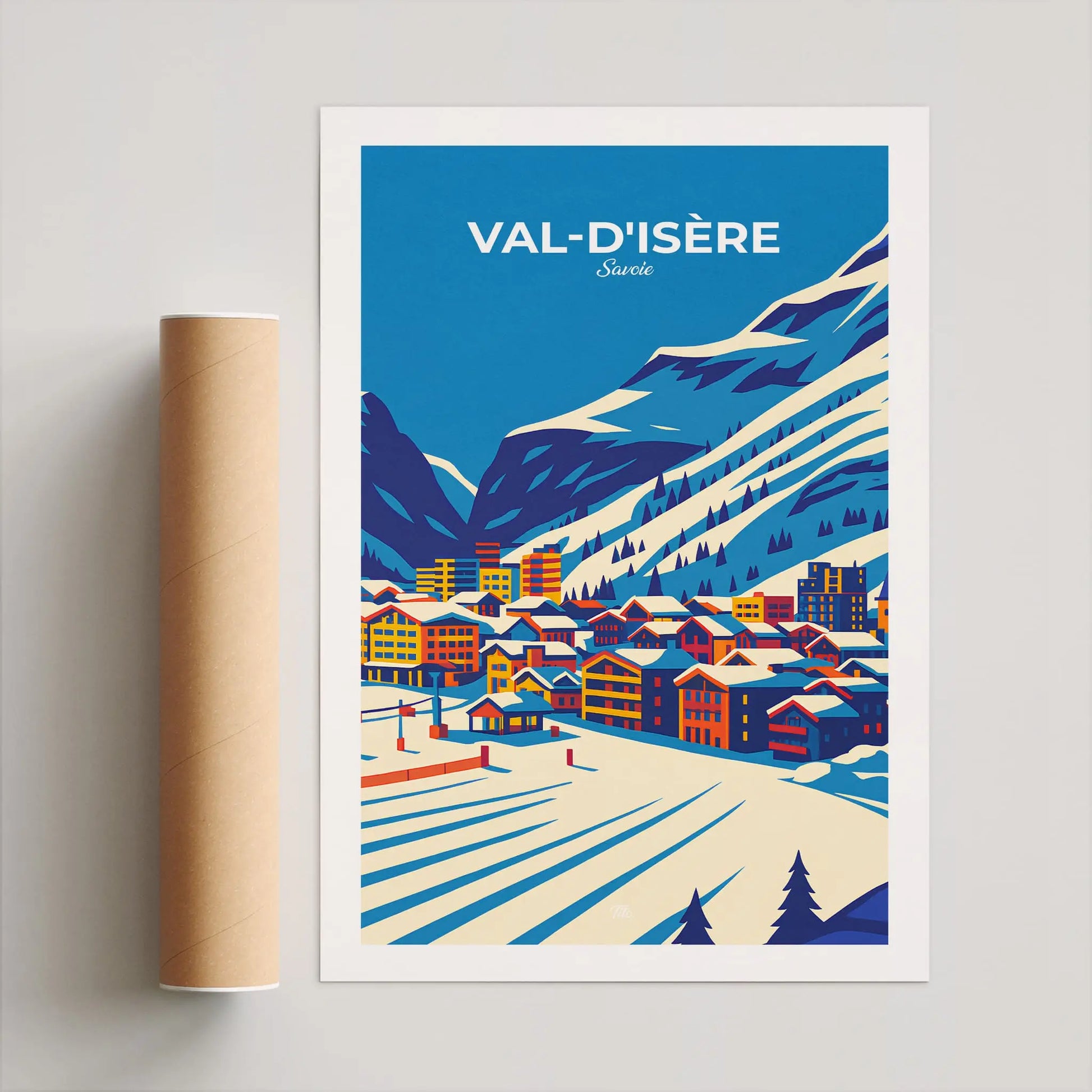 Affiche Val-d’Isère - Poster vintage, impression artistique murale