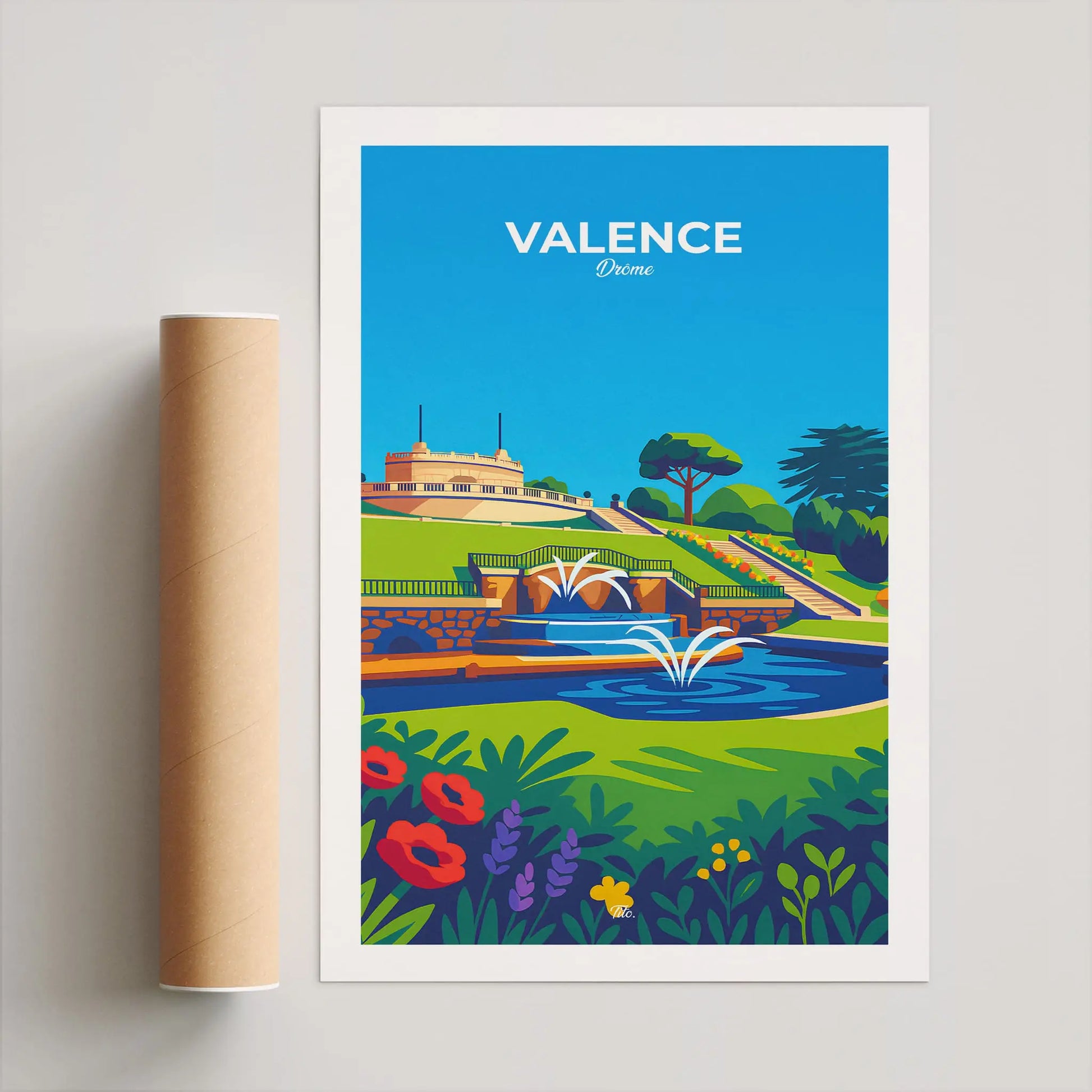 Affiche Valence - Poster vintage, impression artistique murale