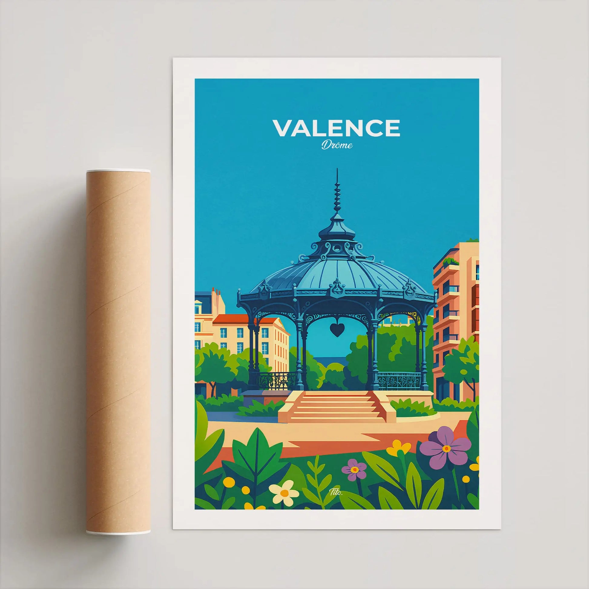 Affiche Valence - Poster vintage, impression artistique murale
