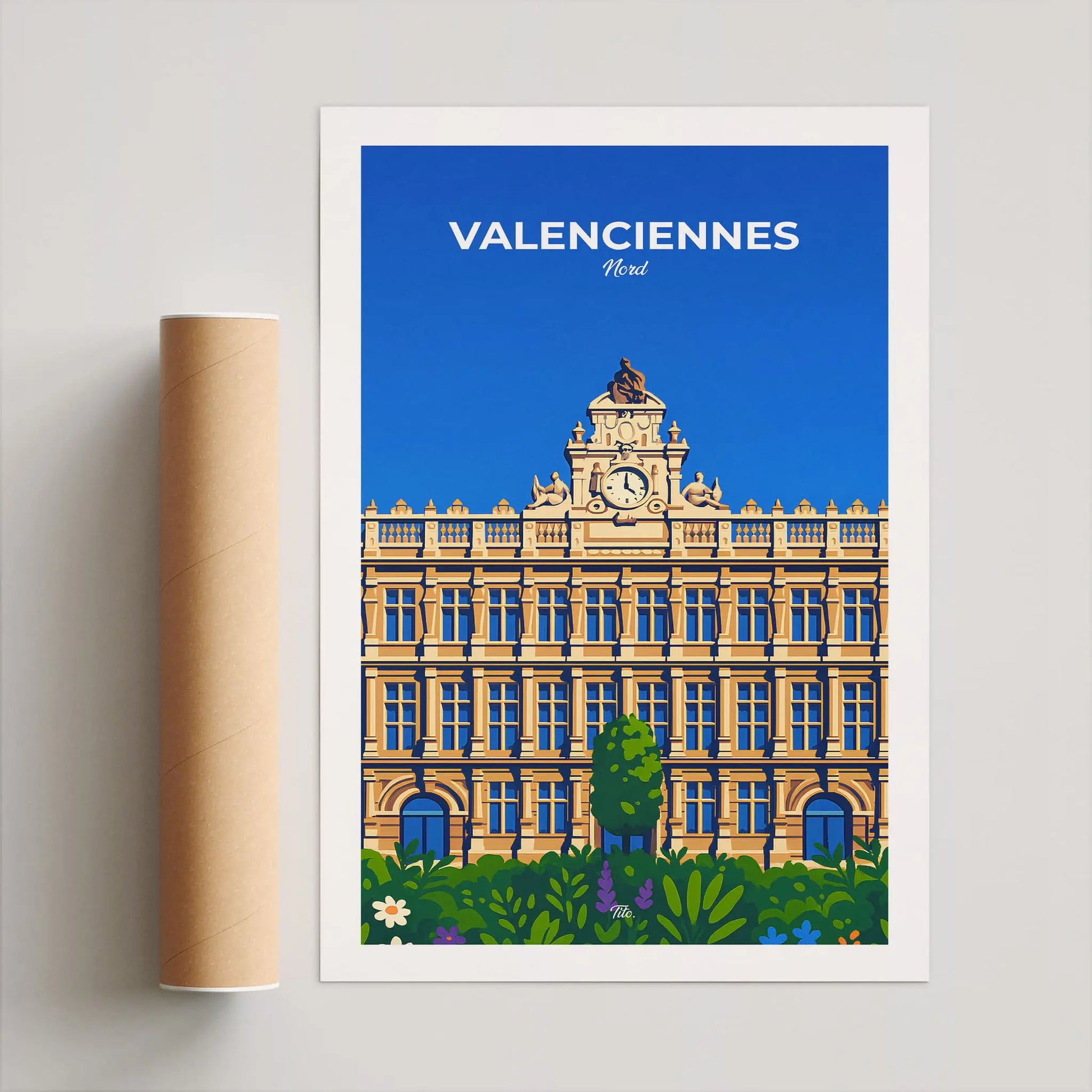 Affiche Valenciennes - Poster vintage, impression artistique murale
