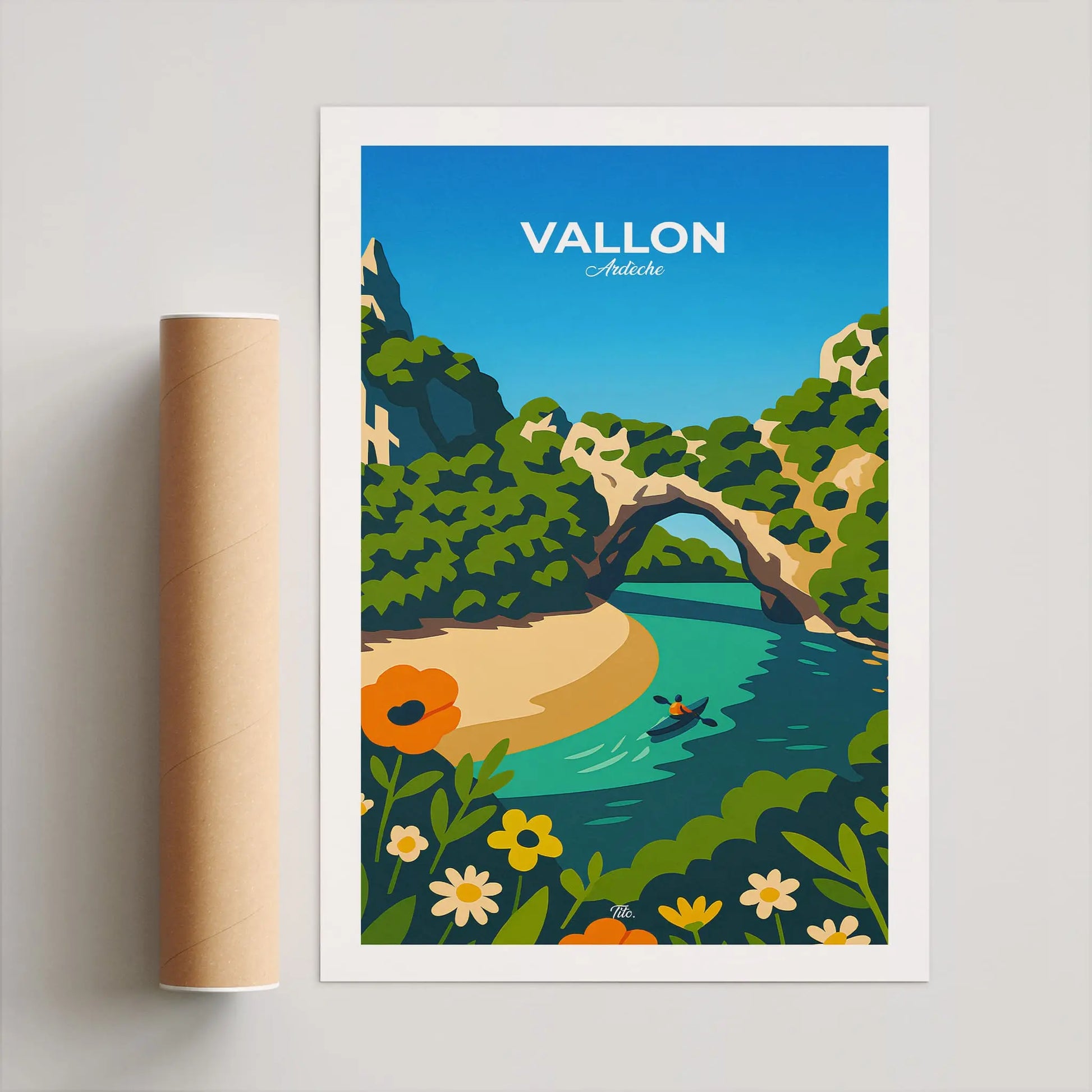 Affiche Vallon-Pont-d’Arc - Poster vintage, impression artistique murale