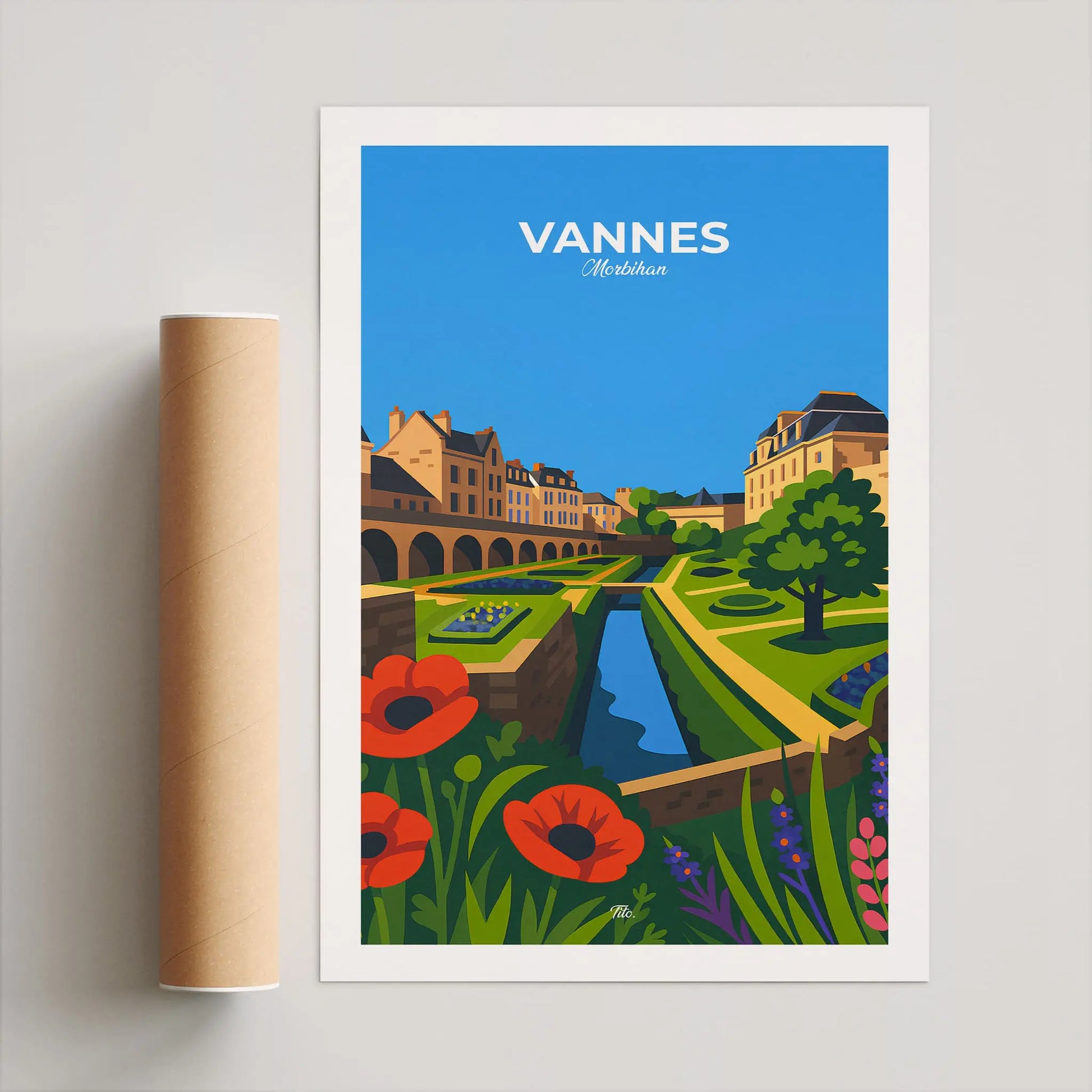 Affiche Vannes - Poster vintage, impression artistique murale