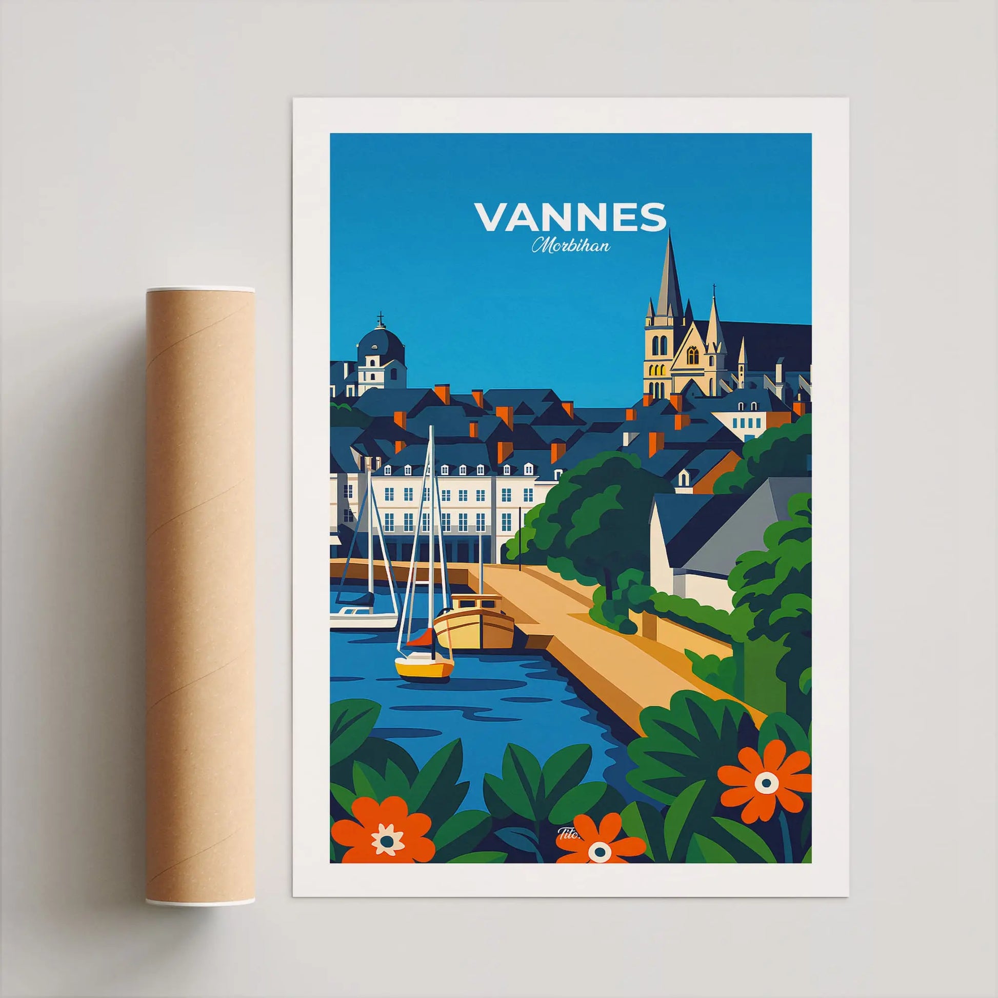 Affiche Vannes - Poster vintage, impression artistique murale