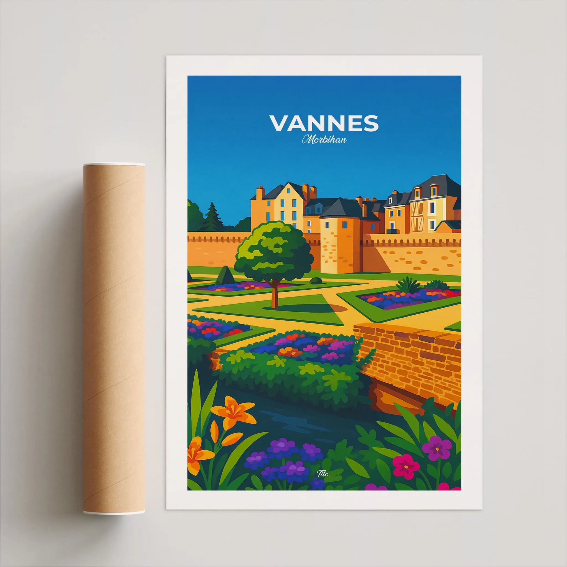 Affiche Vannes - Poster vintage, impression artistique murale