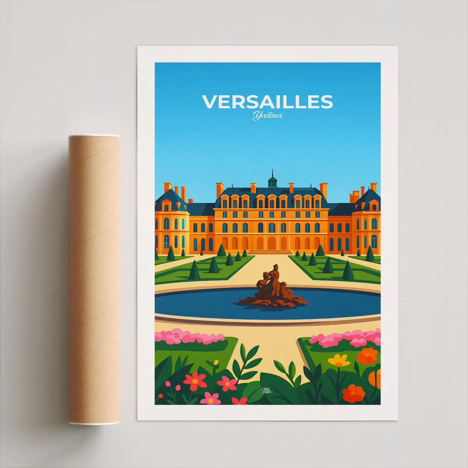 Affiche Versailles - Poster vintage, impression artistique murale