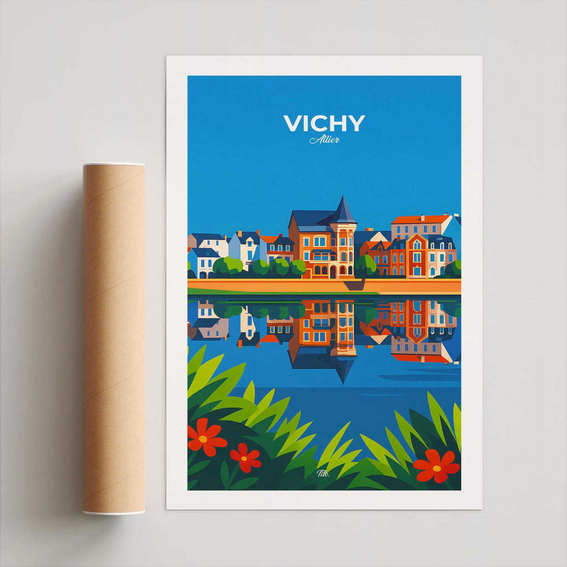 Affiche Vichy - Poster vintage, impression artistique murale