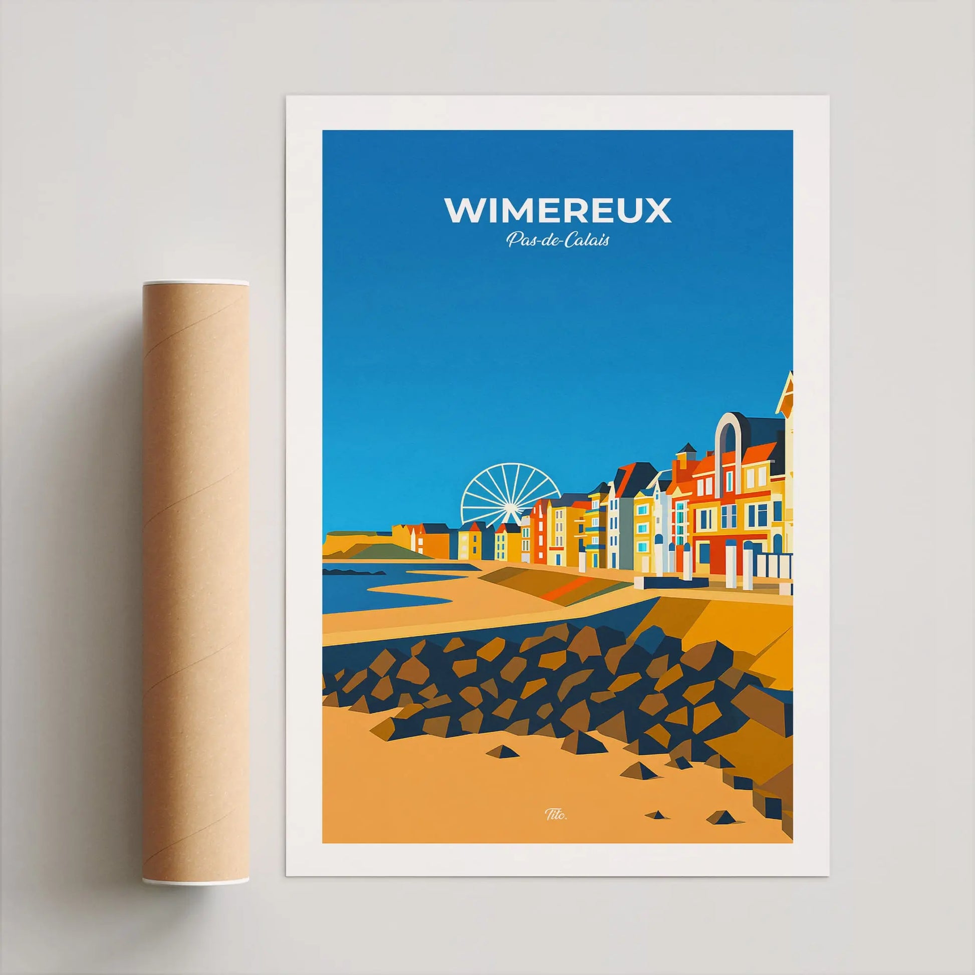 Affiche Wimereux - Poster vintage, impression artistique murale