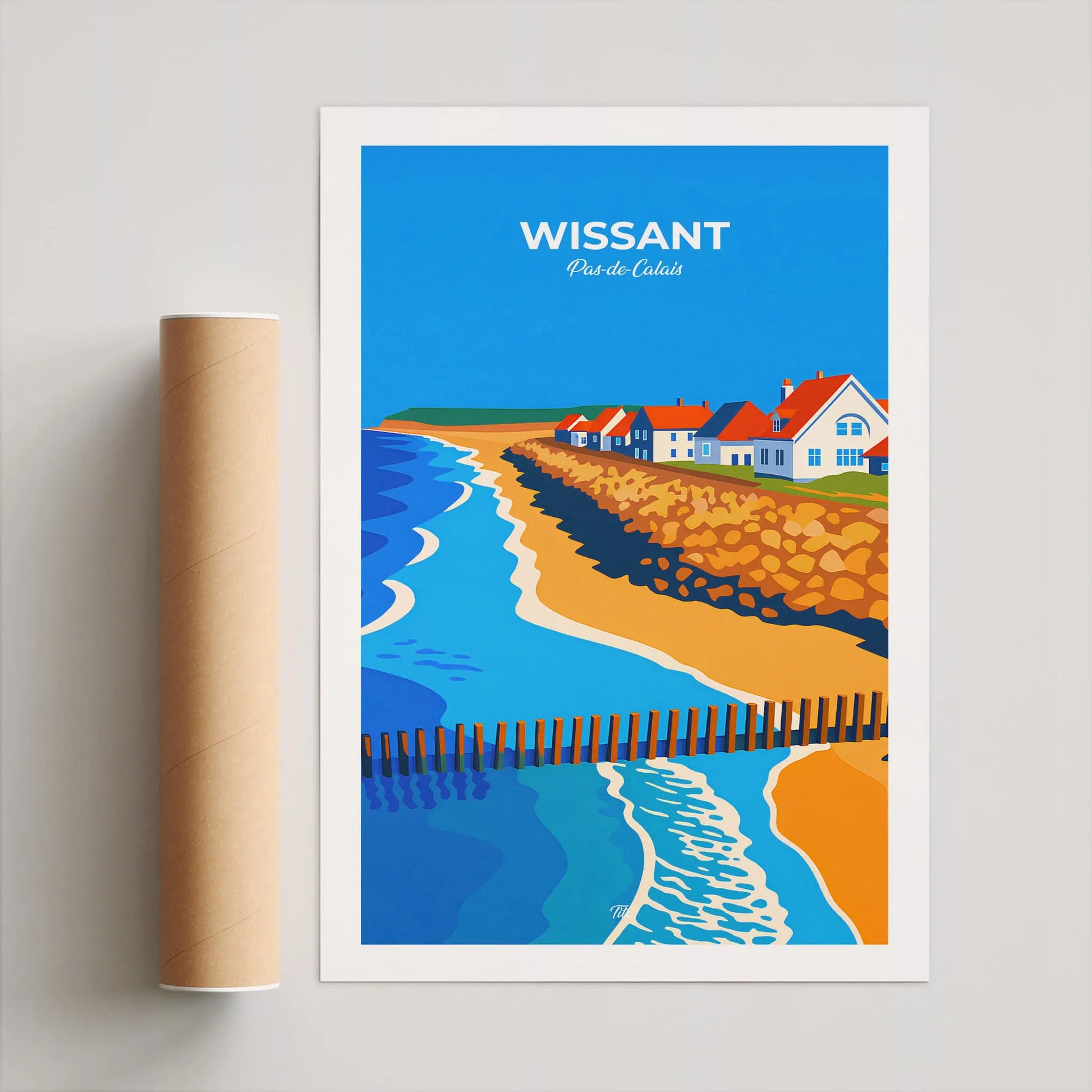 Affiche Wissant - Poster vintage, impression artistique murale